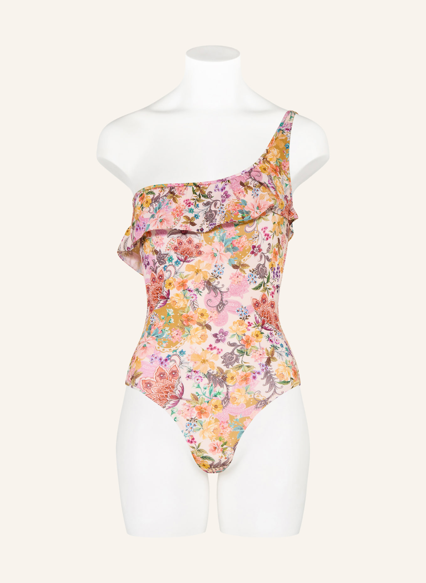 watercult PRETTY BOHO one-shoulder swimsuit: PINK / PURPLE / LIGHT ORANGE