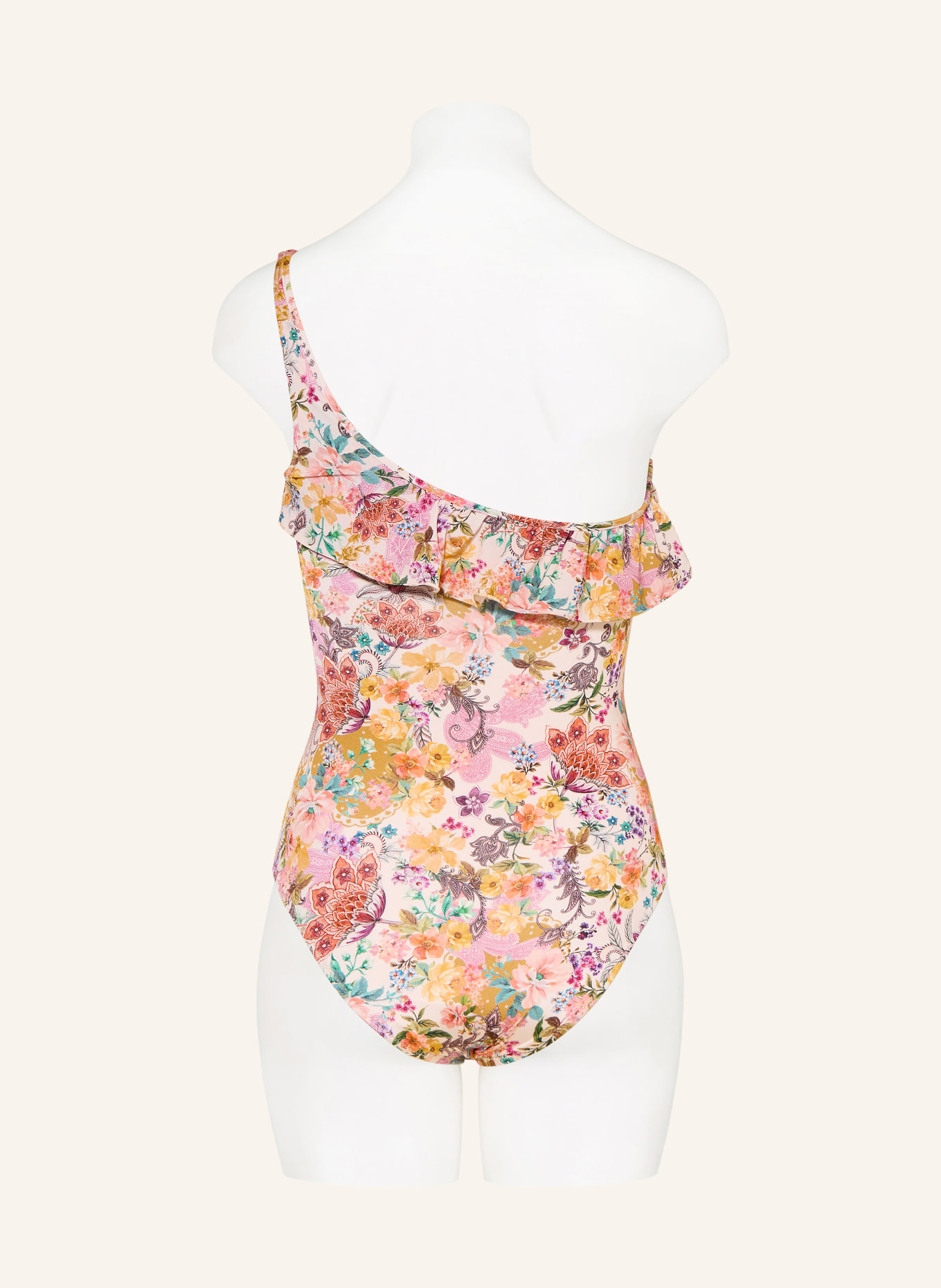 watercult PRETTY BOHO one-shoulder swimsuit: PINK / PURPLE / LIGHT ORANGE