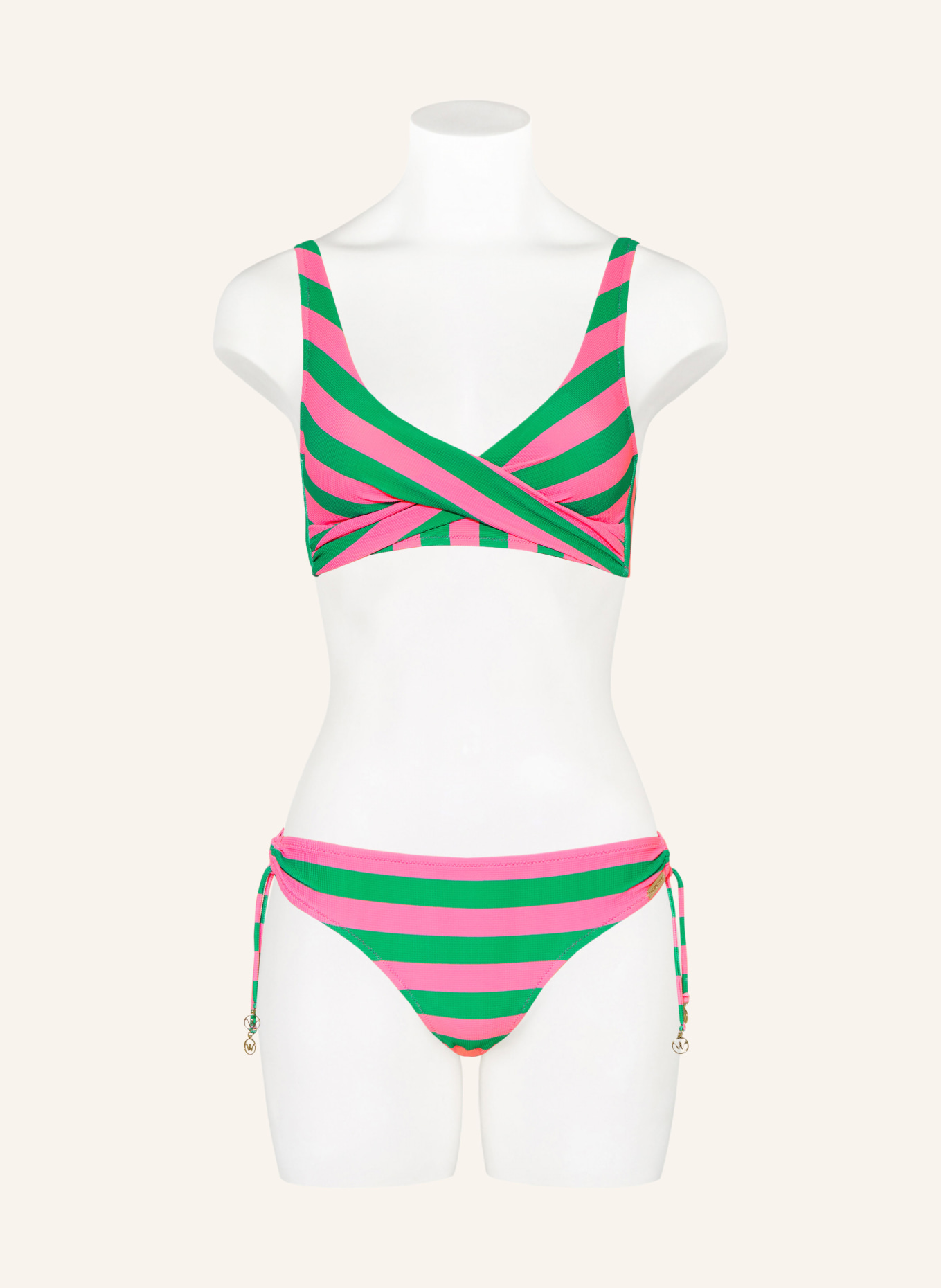 watercult Basic-Bikini-Hose STRIPE ENERGY: PINK / GRÜN