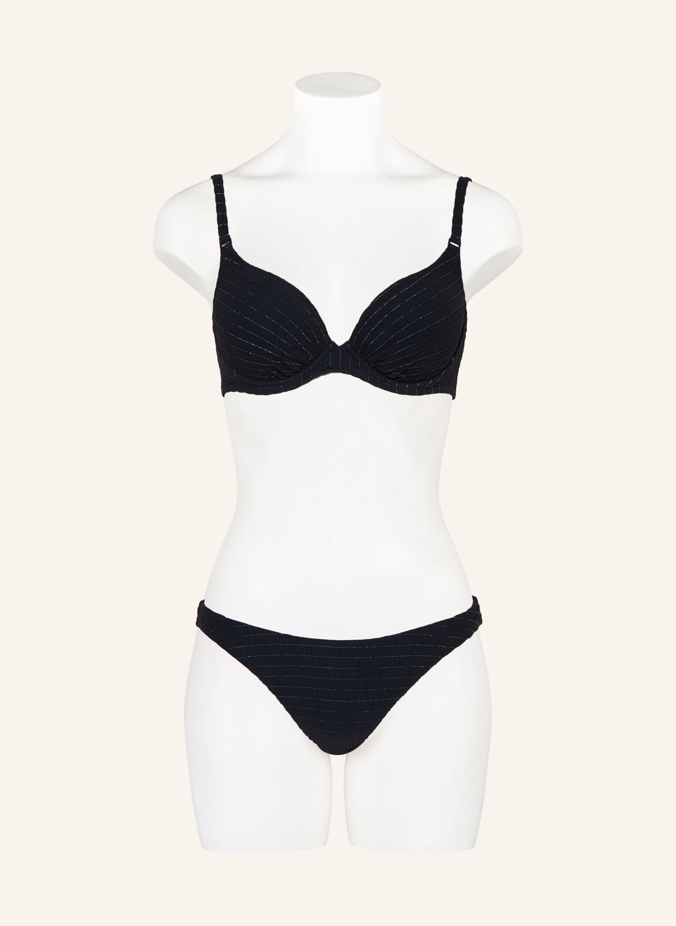 watercult Bikini top AFTERLIGHT s třpytivou nití: ČERNÁ / STŘÍBRNÁ
