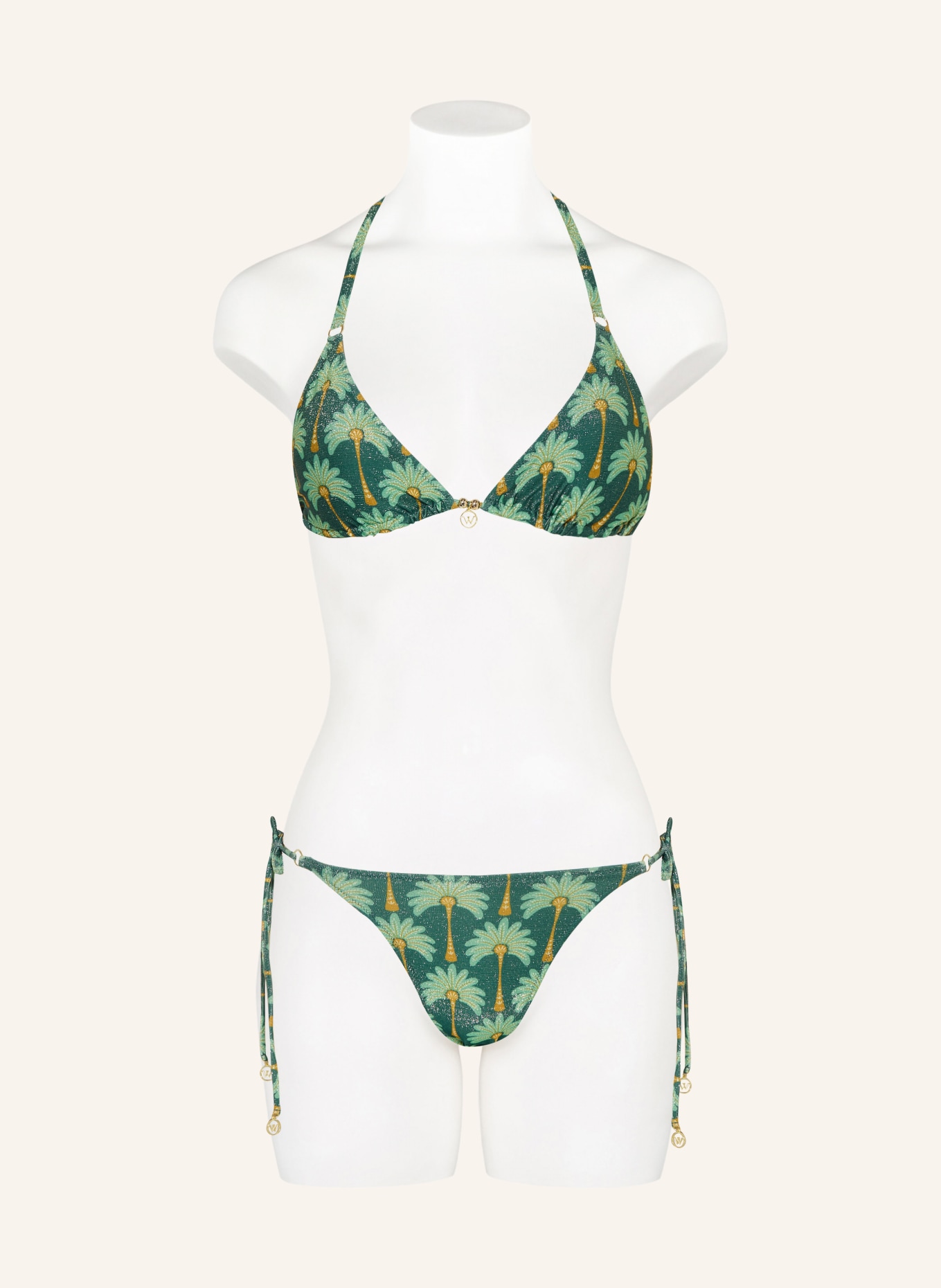 watercult Triangel-Bikini-Top TROPICAL MUSE mit Glitzergarn: GRÜN / DUNKELGELB / MINT