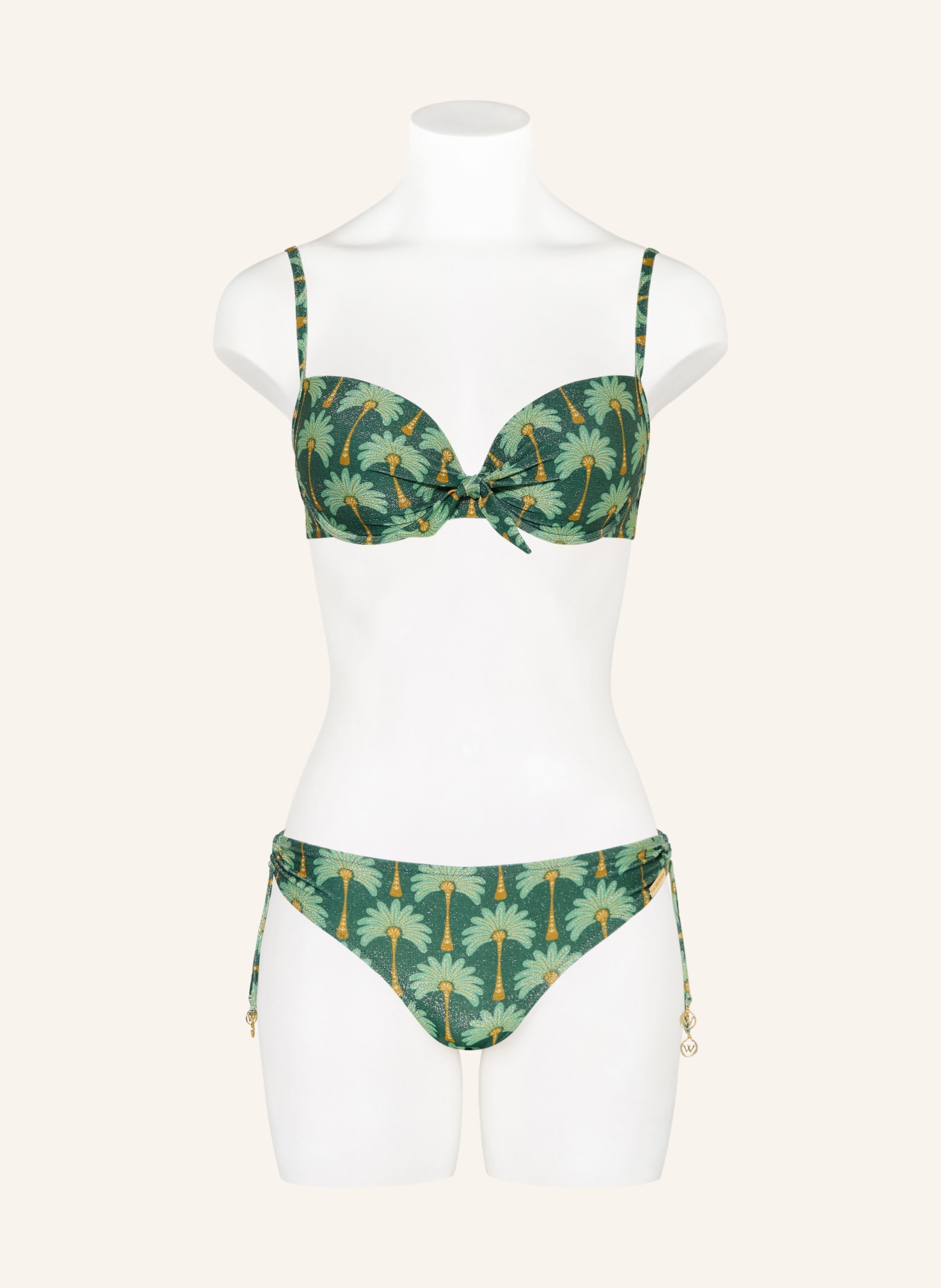 watercult Underwire bikini top TROPICAL MUSE with glitter thread: GREEN / DARK YELLOW / MINT