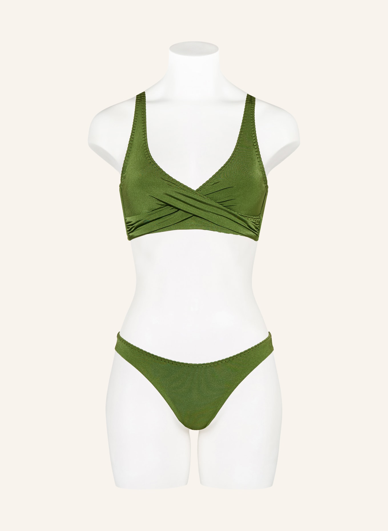 watercult Bustier bikiny CRAFTED ESSENTIALS s překříženým střihem: OLIVOVÁ