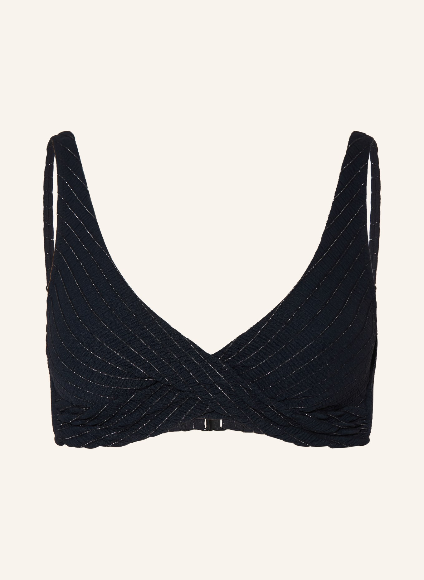 watercult AFTERLIGHT bustier bikini top with glitter thread: BLACK / SILVER