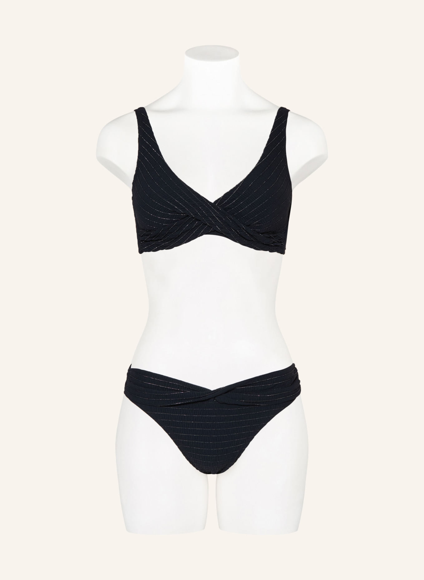 watercult AFTERLIGHT bustier bikini top with glitter thread: BLACK / SILVER