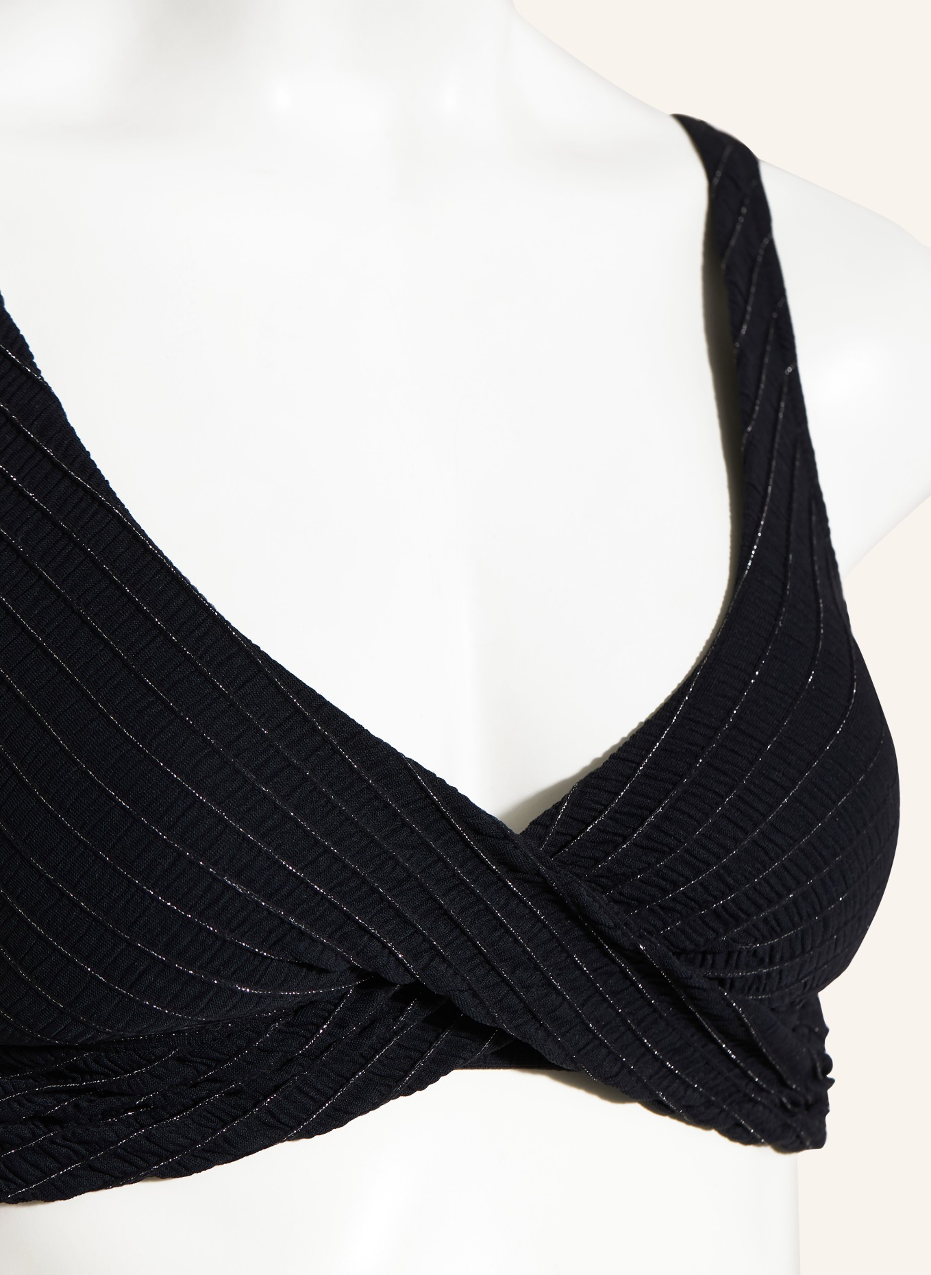 watercult AFTERLIGHT bustier bikini top with glitter thread: BLACK / SILVER