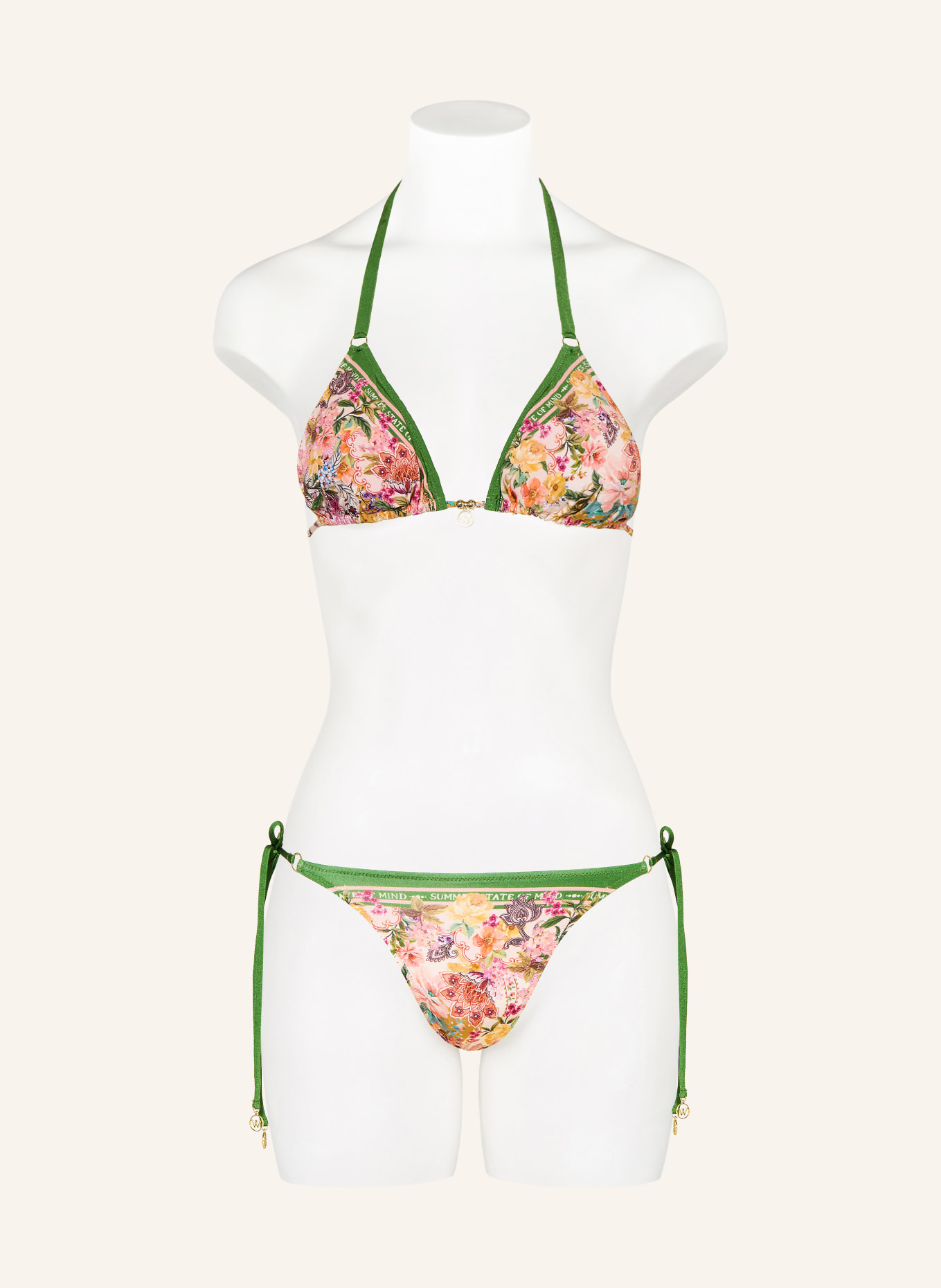 watercult Trojúhelníkové bikiny PRETTY BOHO: RŮŽOVÁ / RŮŽOVÁ / ZELENÁ