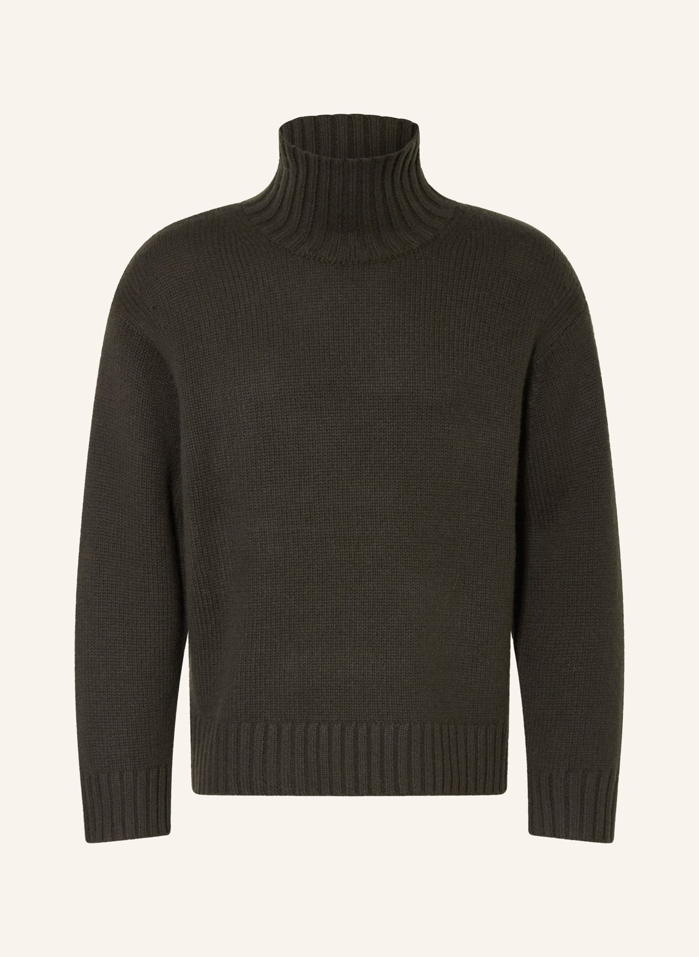COS Cashmere turtleneck sweater: DARK GREEN