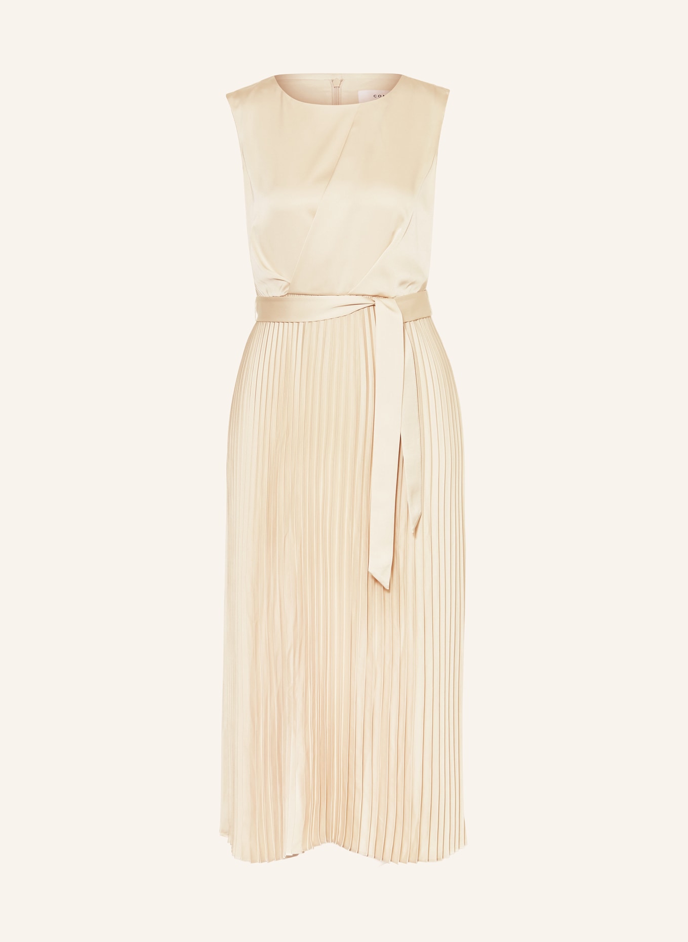 comma Robe en satin plissé: CRÈME