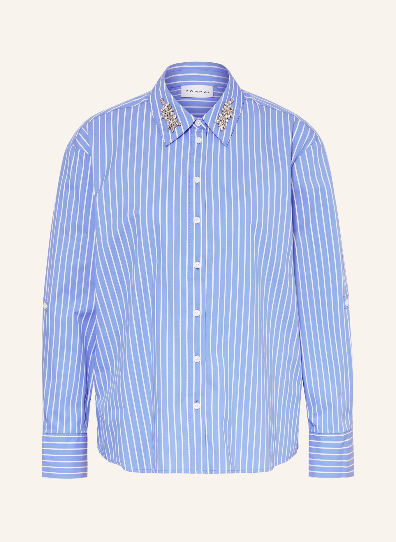 comma Hemdbluse mit Schmucksteinen: HELLBLAU