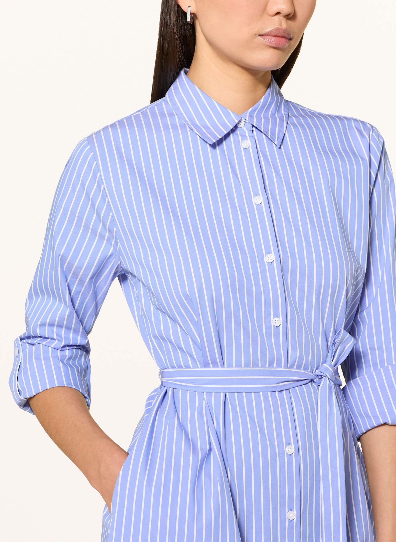 comma shirt dress: LIGHT BLUE / WHITE