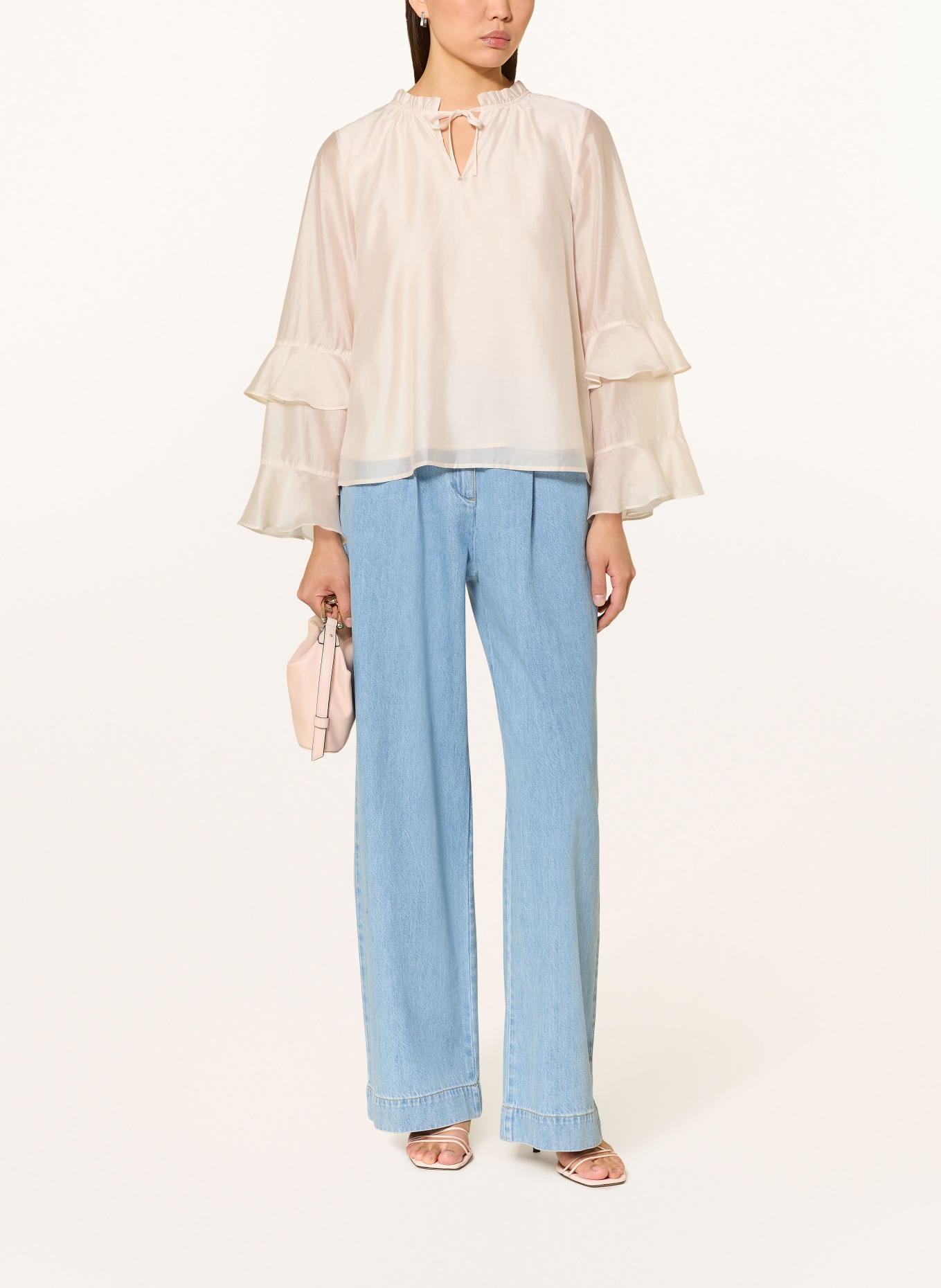 comma Blusenshirt mit Volants: CREME