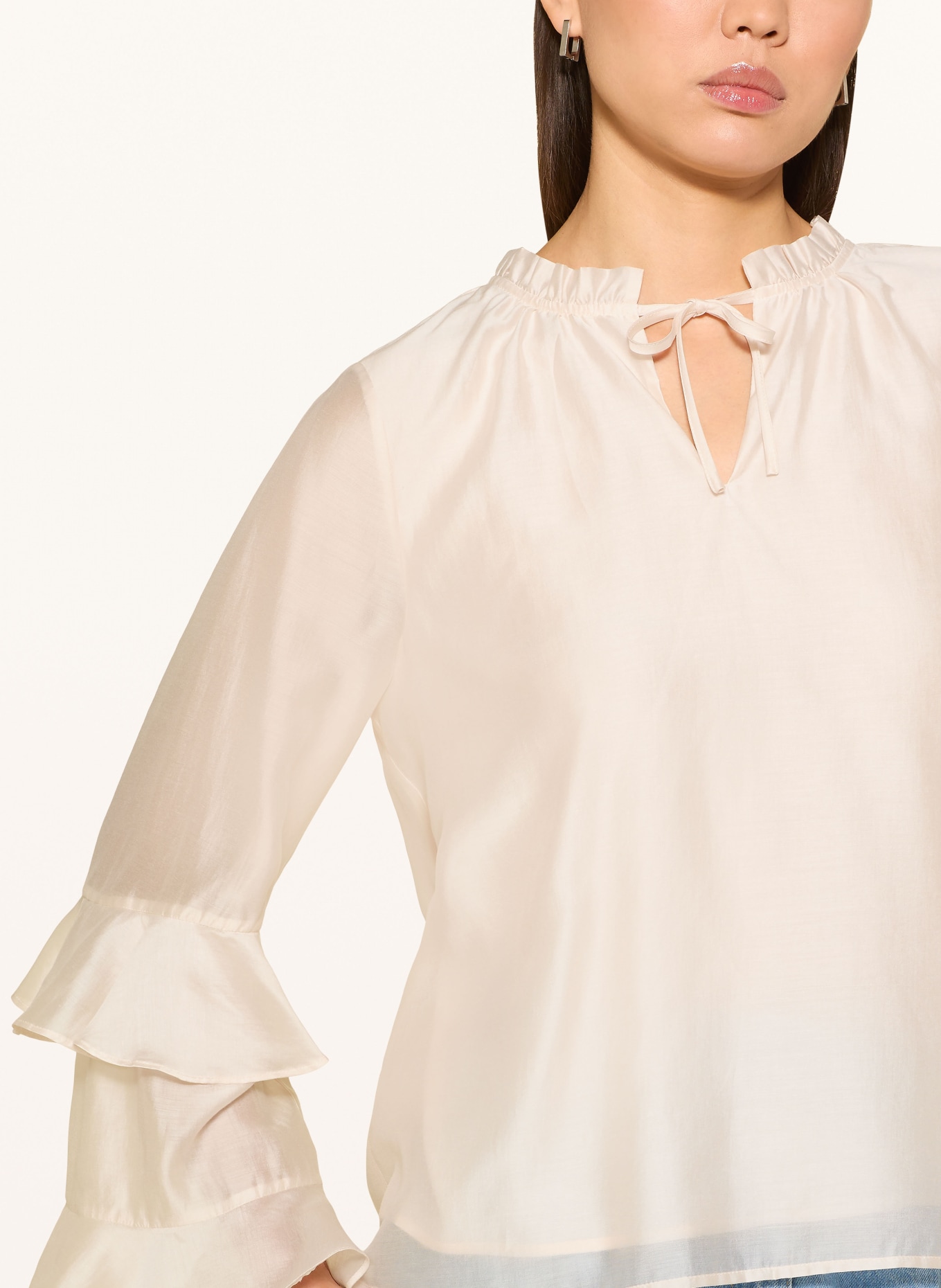 comma Blusenshirt mit Volants: CREME