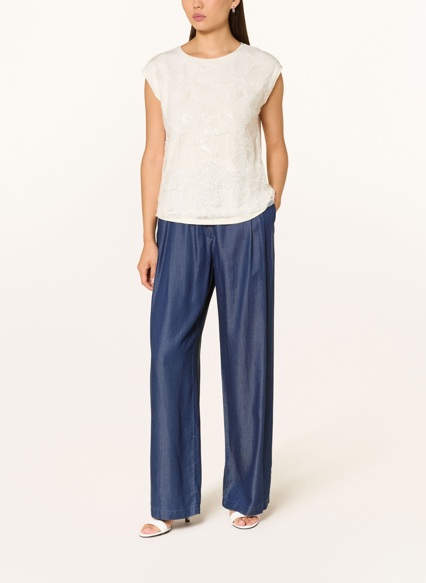 s.Oliver BLACK LABEL T-shirt à paillettes: ÉCRU