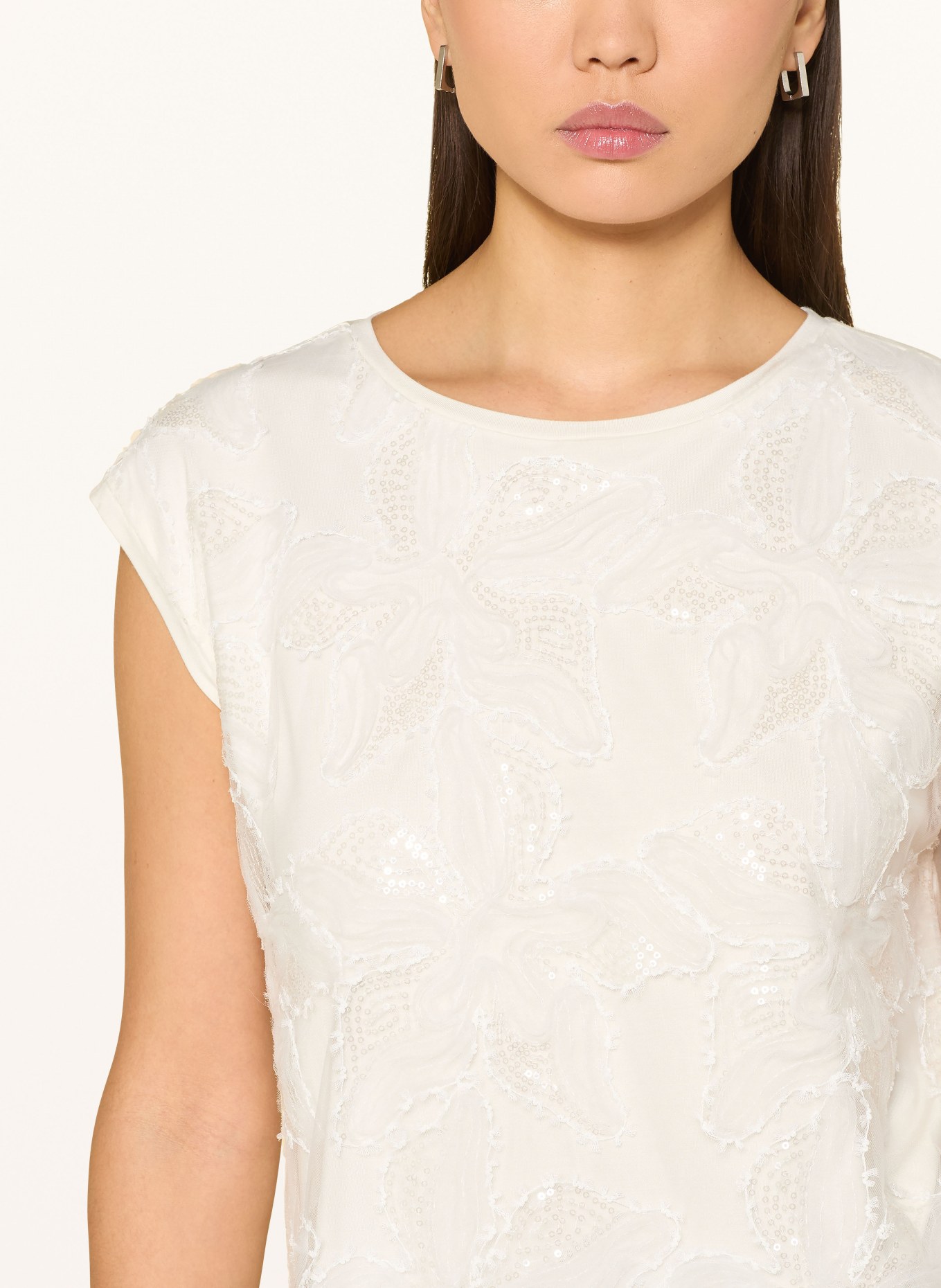 s.Oliver BLACK LABEL T-shirt à paillettes: ÉCRU