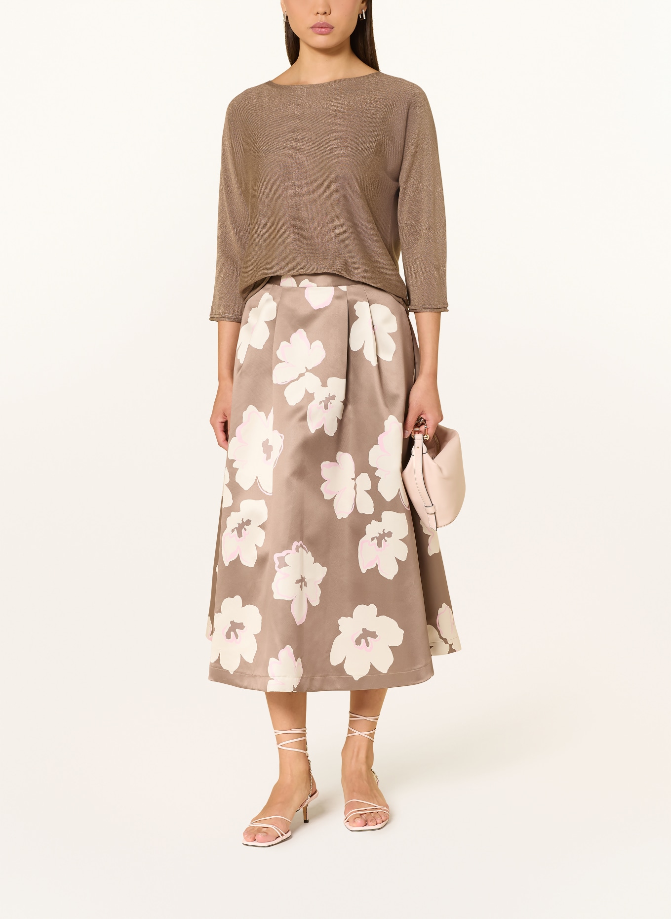 s.Oliver BLACK LABEL Sweater with glitter yarn and 3/4 sleeves: BROWN