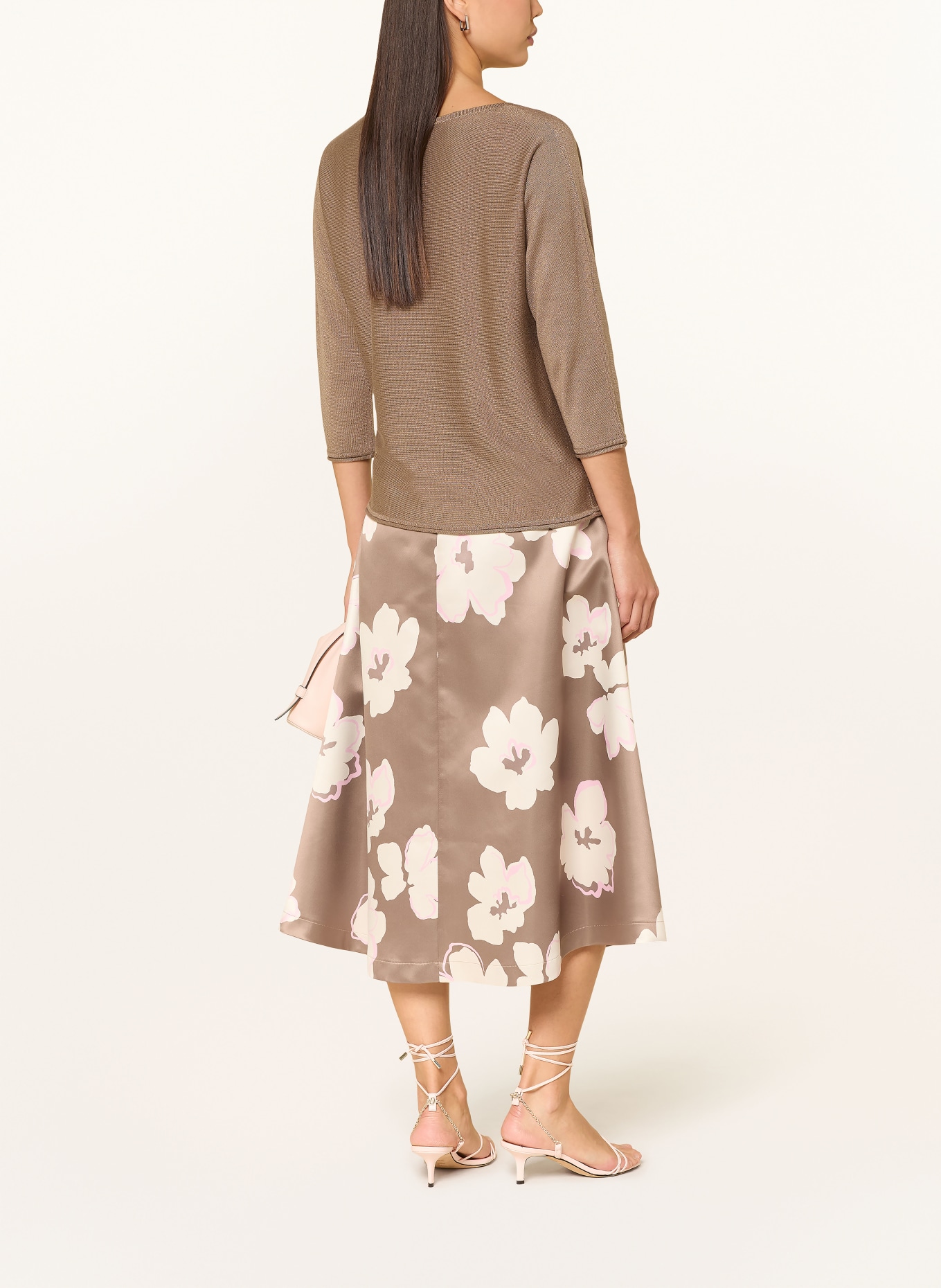 s.Oliver BLACK LABEL Sweater with glitter yarn and 3/4 sleeves: BROWN