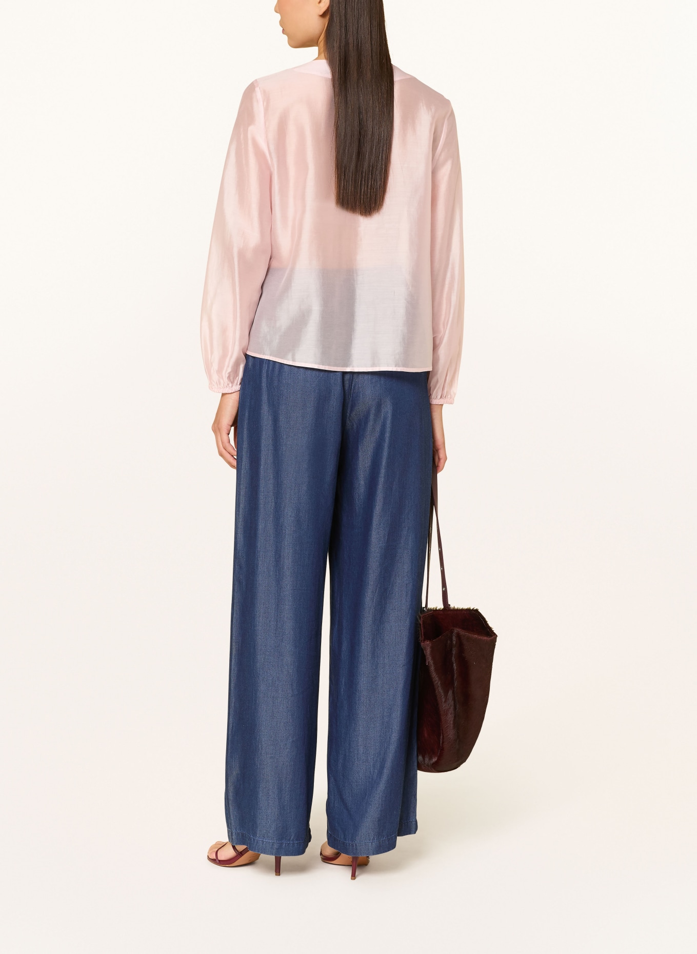 s.Oliver BLACK LABEL Blouse with flounces: LIGHT PINK