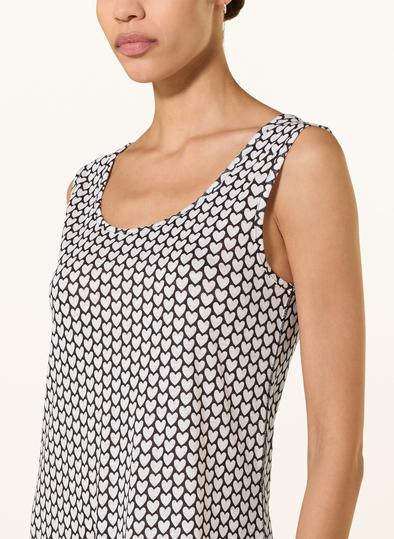 lilienfels Jerseykleid aus Leinen: WEISS / SCHWARZ