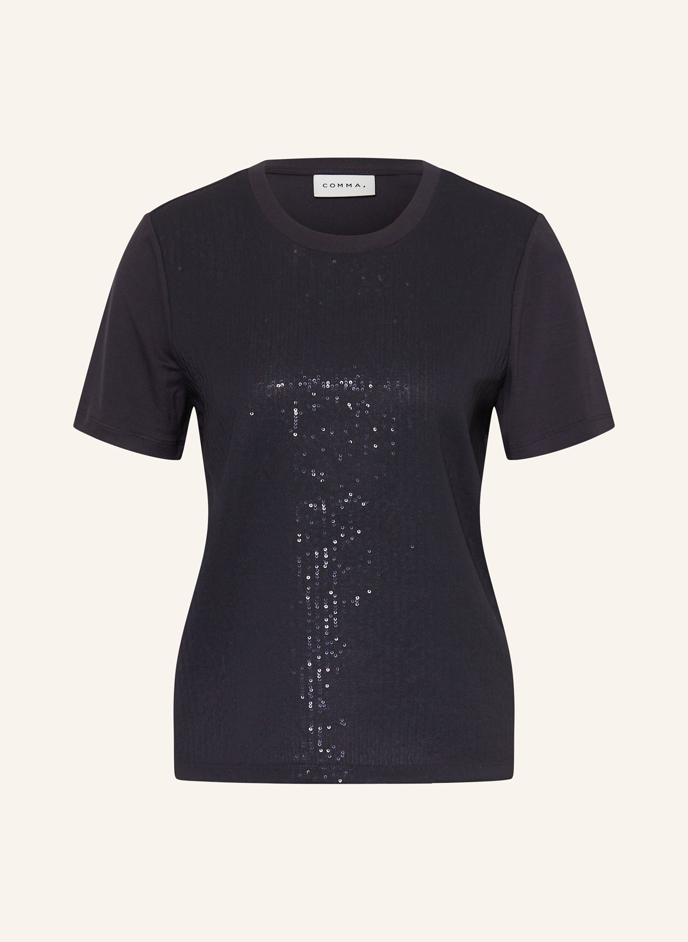 comma T-shirt à paillettes: BLEU FONCÉ