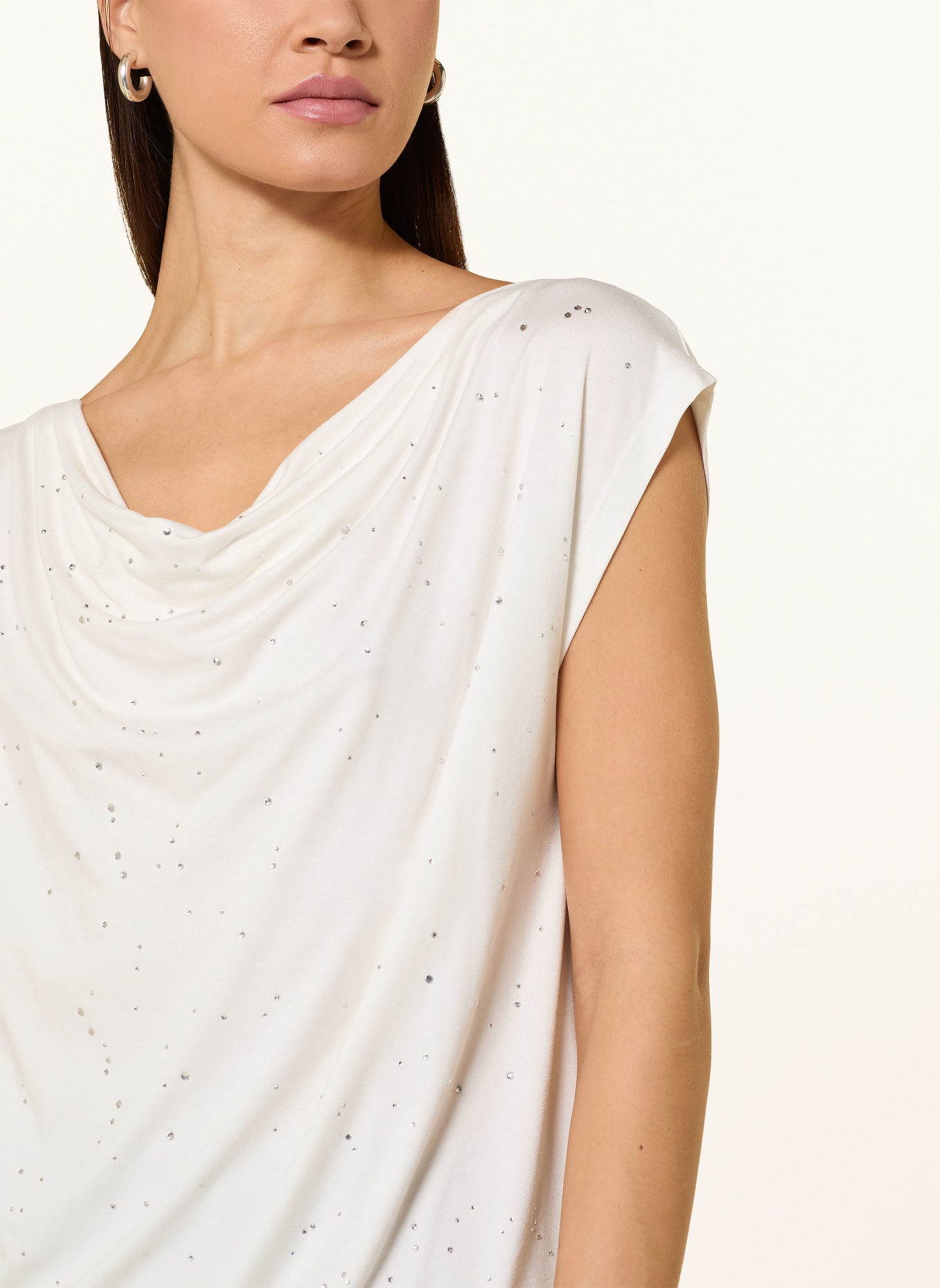 s.Oliver BLACK LABEL Top mit Schmucksteinen: WEISS