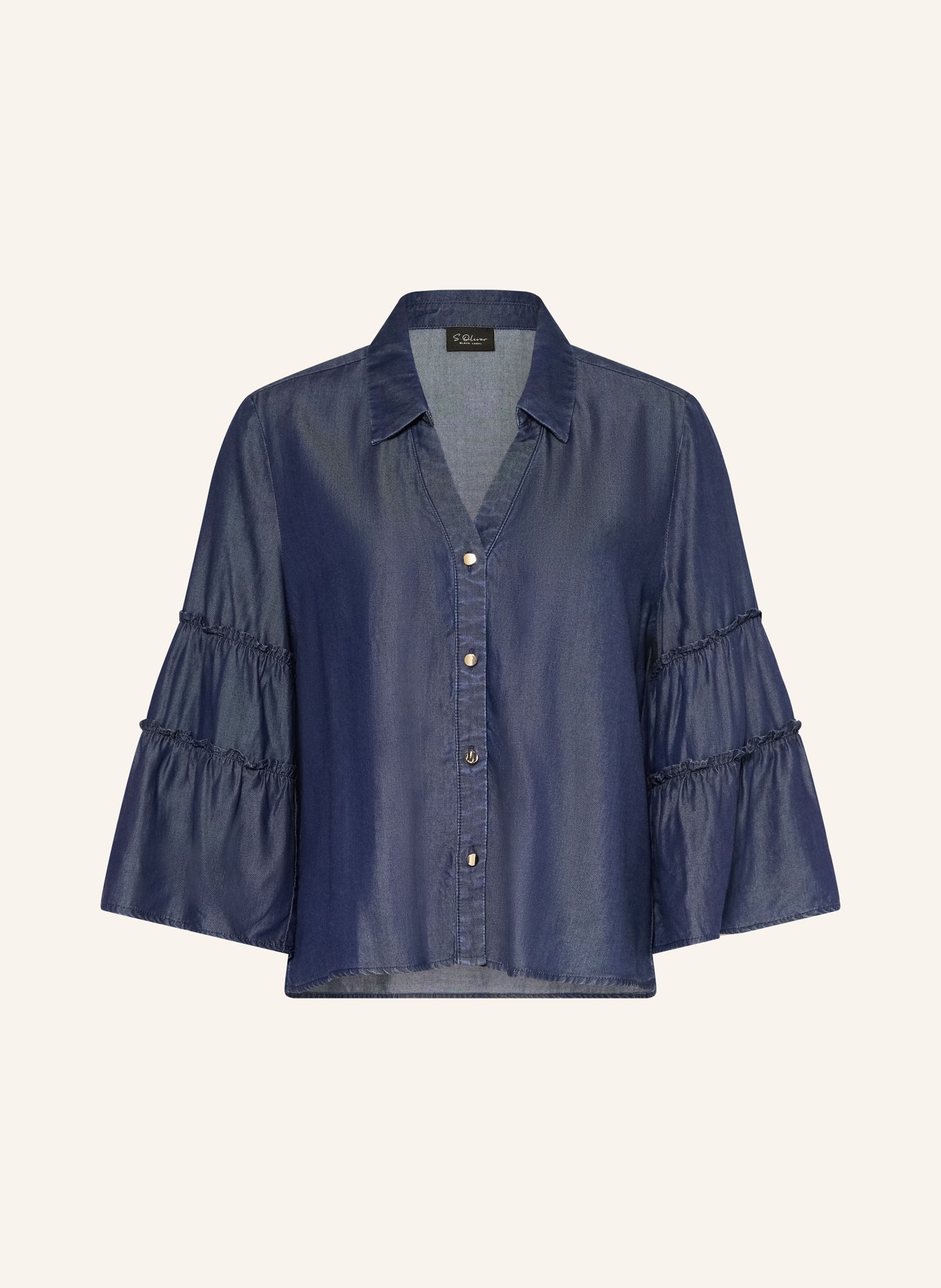s.Oliver BLACK LABEL Bluse in Jeansoptik mit 3/4-Arm: DUNKELBLAU