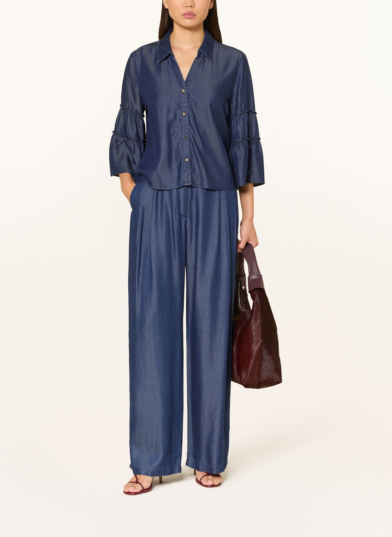 s.Oliver BLACK LABEL Bluse in Jeansoptik mit 3/4-Arm: DUNKELBLAU