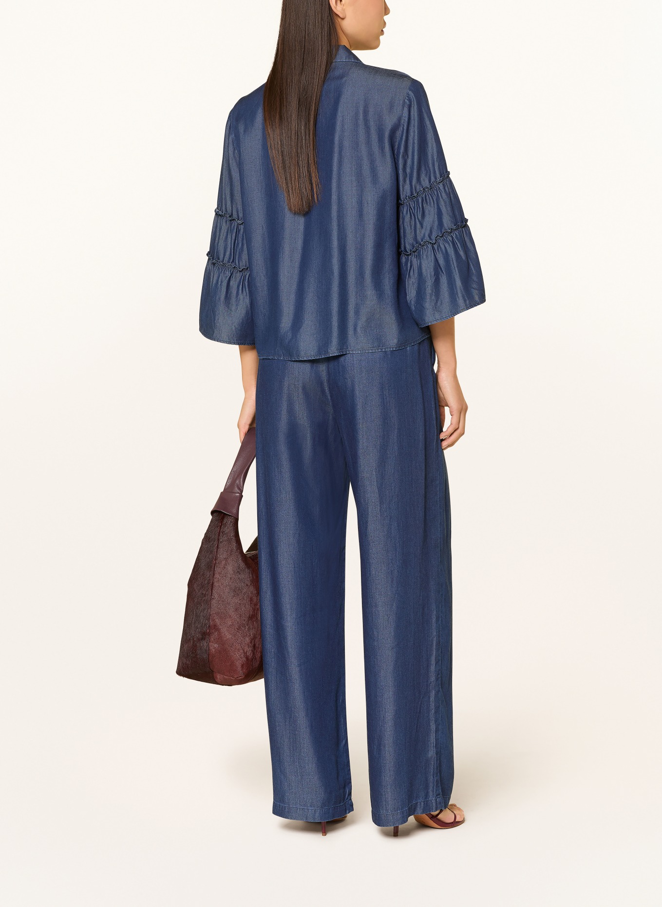 s.Oliver BLACK LABEL Marlenehose in Jeansoptik: DUNKELBLAU