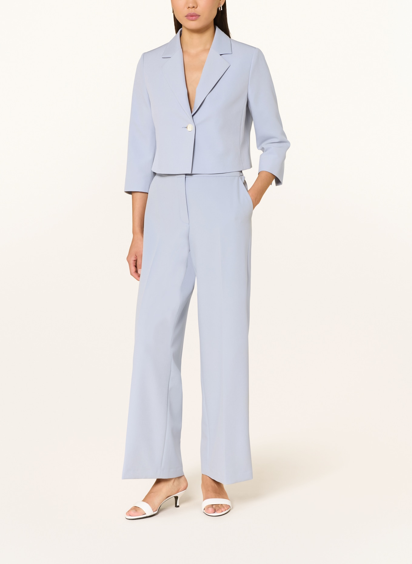 s.Oliver BLACK LABEL Cropped-Blazer mit 3/4-Arm: HELLBLAU