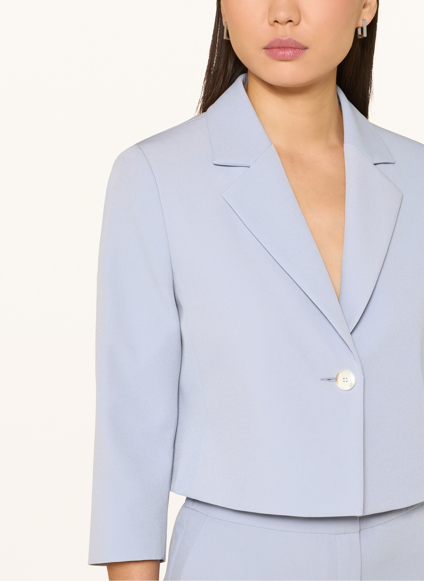 s.Oliver BLACK LABEL Cropped-Blazer mit 3/4-Arm: HELLBLAU