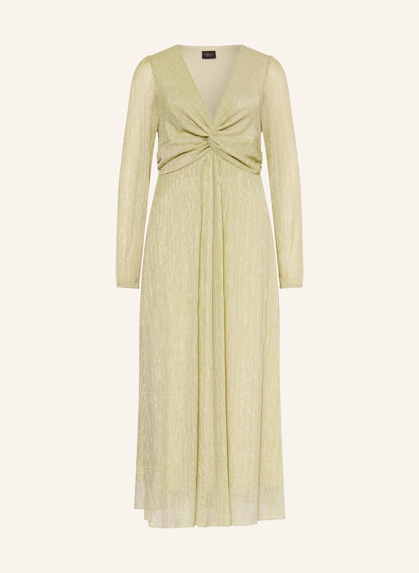 s.Oliver BLACK LABEL Kleid mit Plissees und Glitzergarn: HELLGRÜN