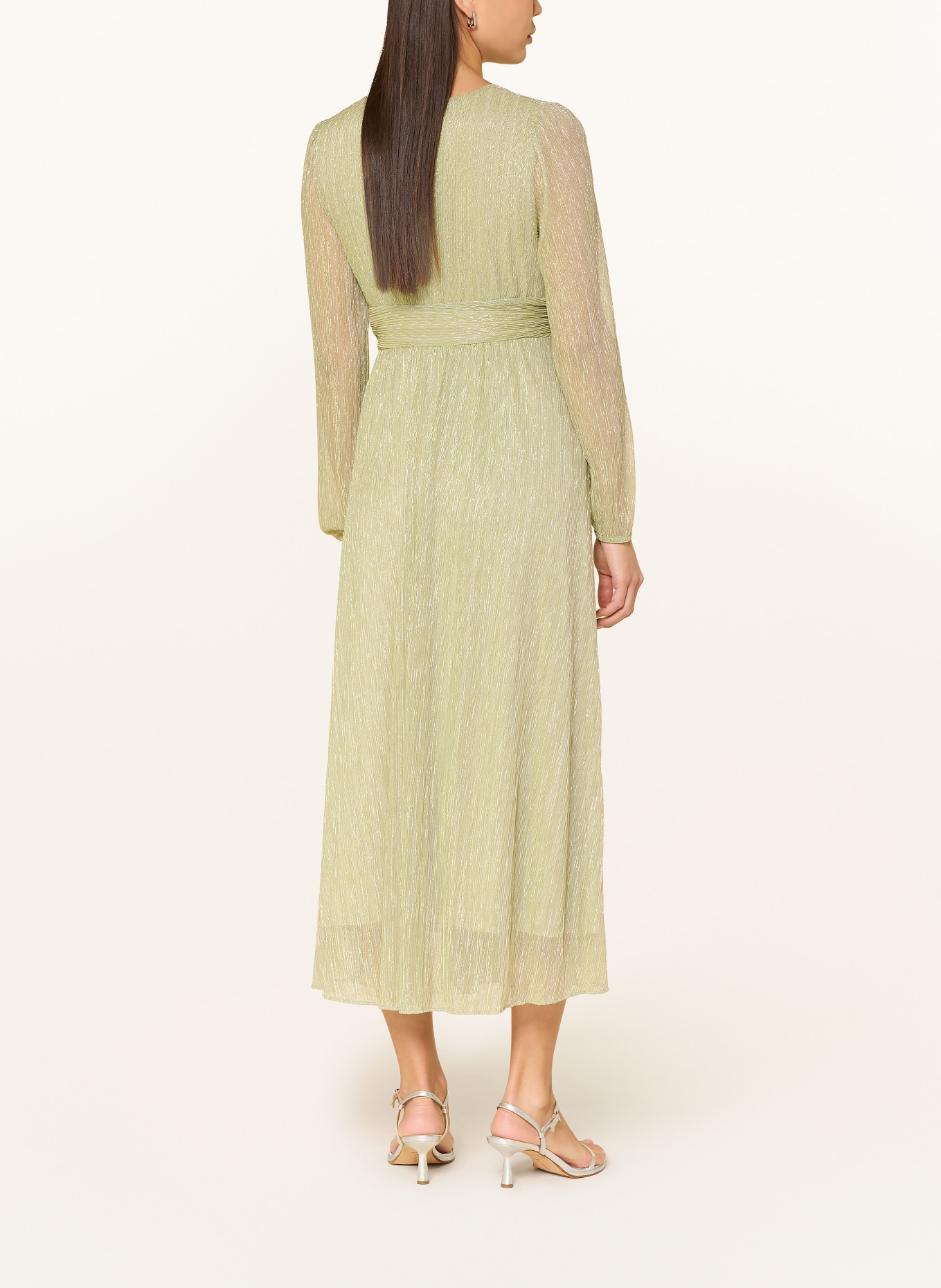 s.Oliver BLACK LABEL Kleid mit Plissees und Glitzergarn: HELLGRÜN