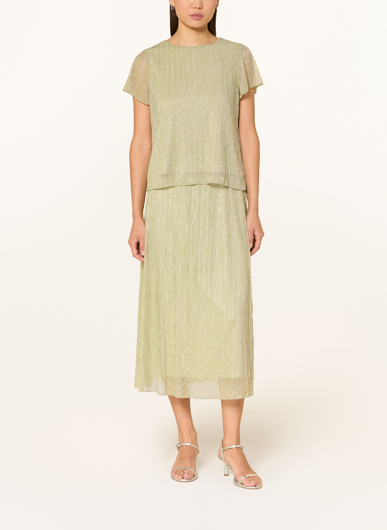 s.Oliver BLACK LABEL Blouse met plooien en glinsterend garen: LICHTGROEN