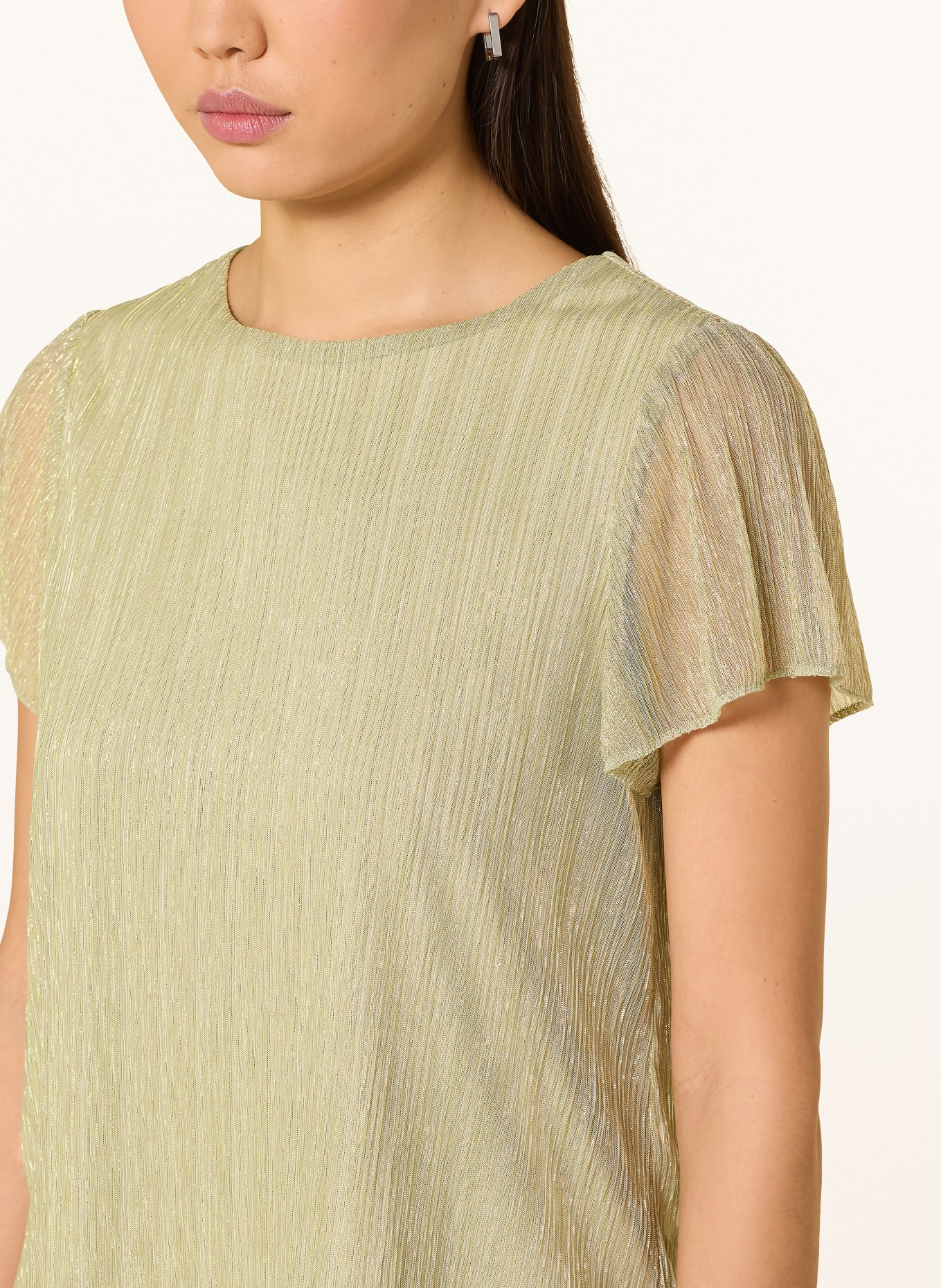 s.Oliver BLACK LABEL Blouse met plooien en glinsterend garen: LICHTGROEN