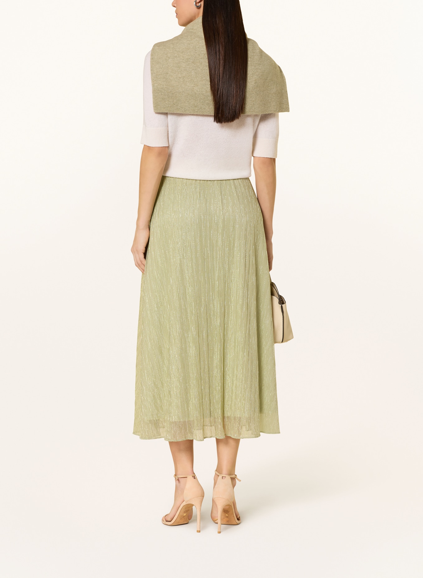 s.Oliver BLACK LABEL Plissérok met glinsterend garen: LICHTGROEN