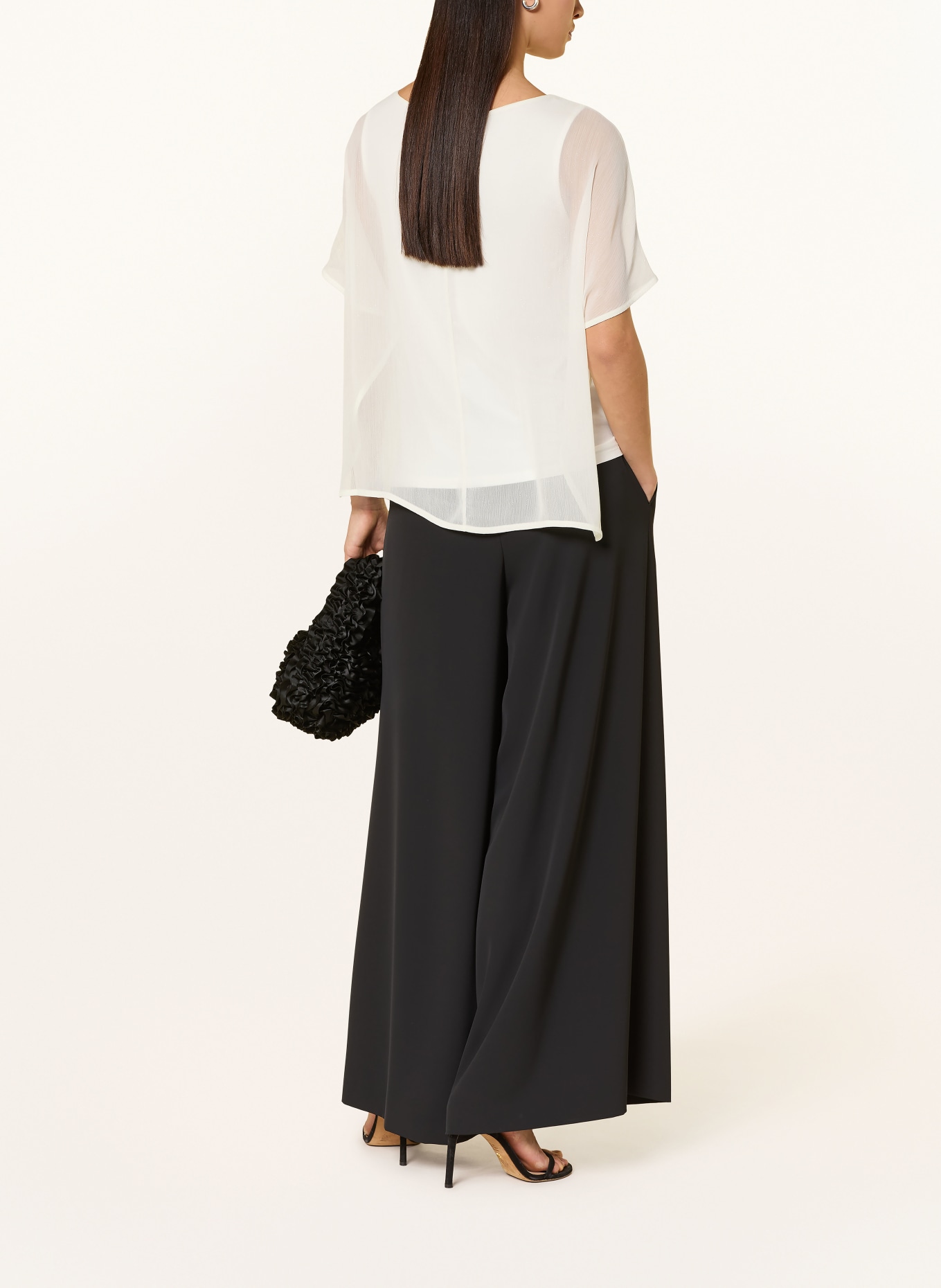 s.Oliver BLACK LABEL Blusenshirt mit Plissees und Glitzergarn: WEISS