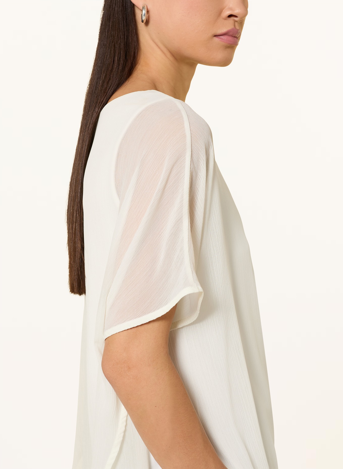 s.Oliver BLACK LABEL Blusenshirt mit Plissees und Glitzergarn: WEISS