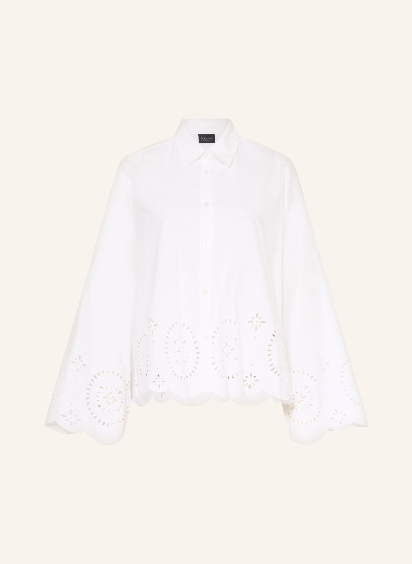 s.Oliver BLACK LABEL Hemdbluse mit Lochspitze: WEISS