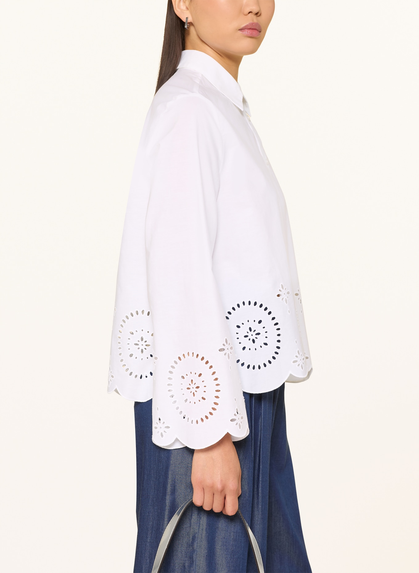 s.Oliver BLACK LABEL Hemdbluse mit Lochspitze: WEISS
