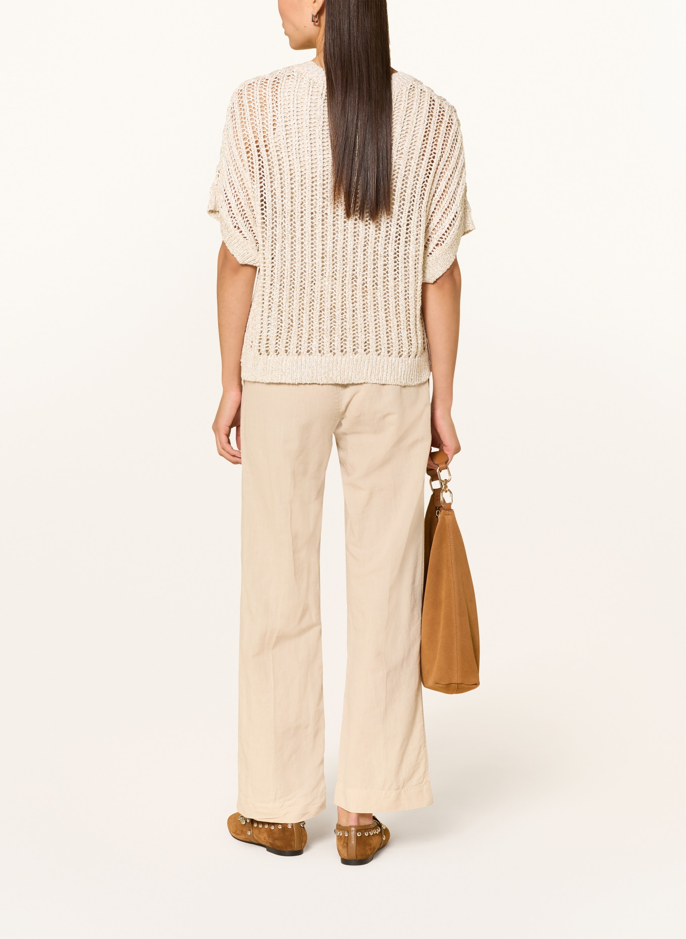 comma Pullover mit 3/4-Arm und Pailletten: CREME