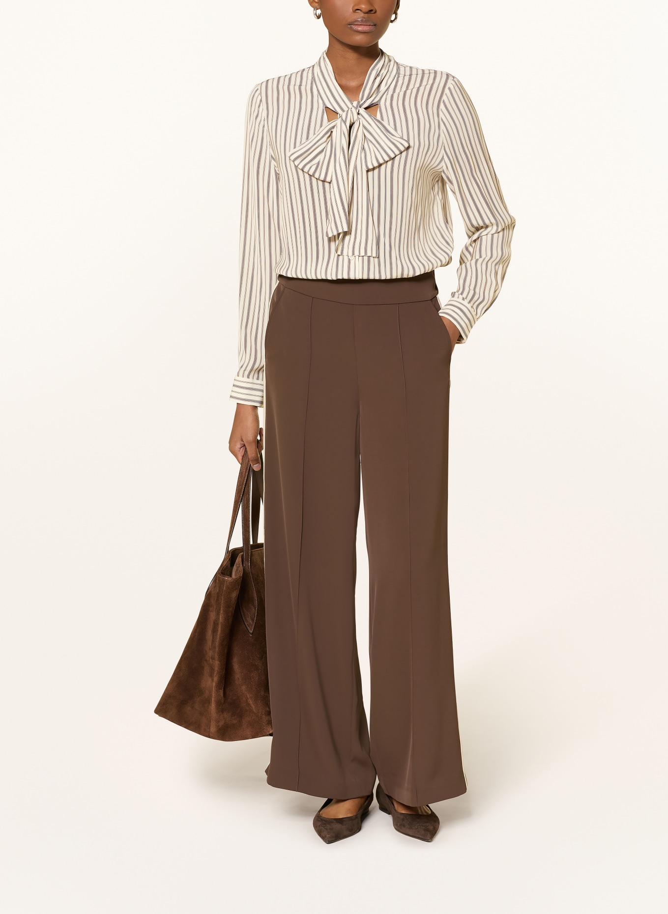 comma bluzka z kokardą: KREMOWY / CIEMNOBRĄZOWY