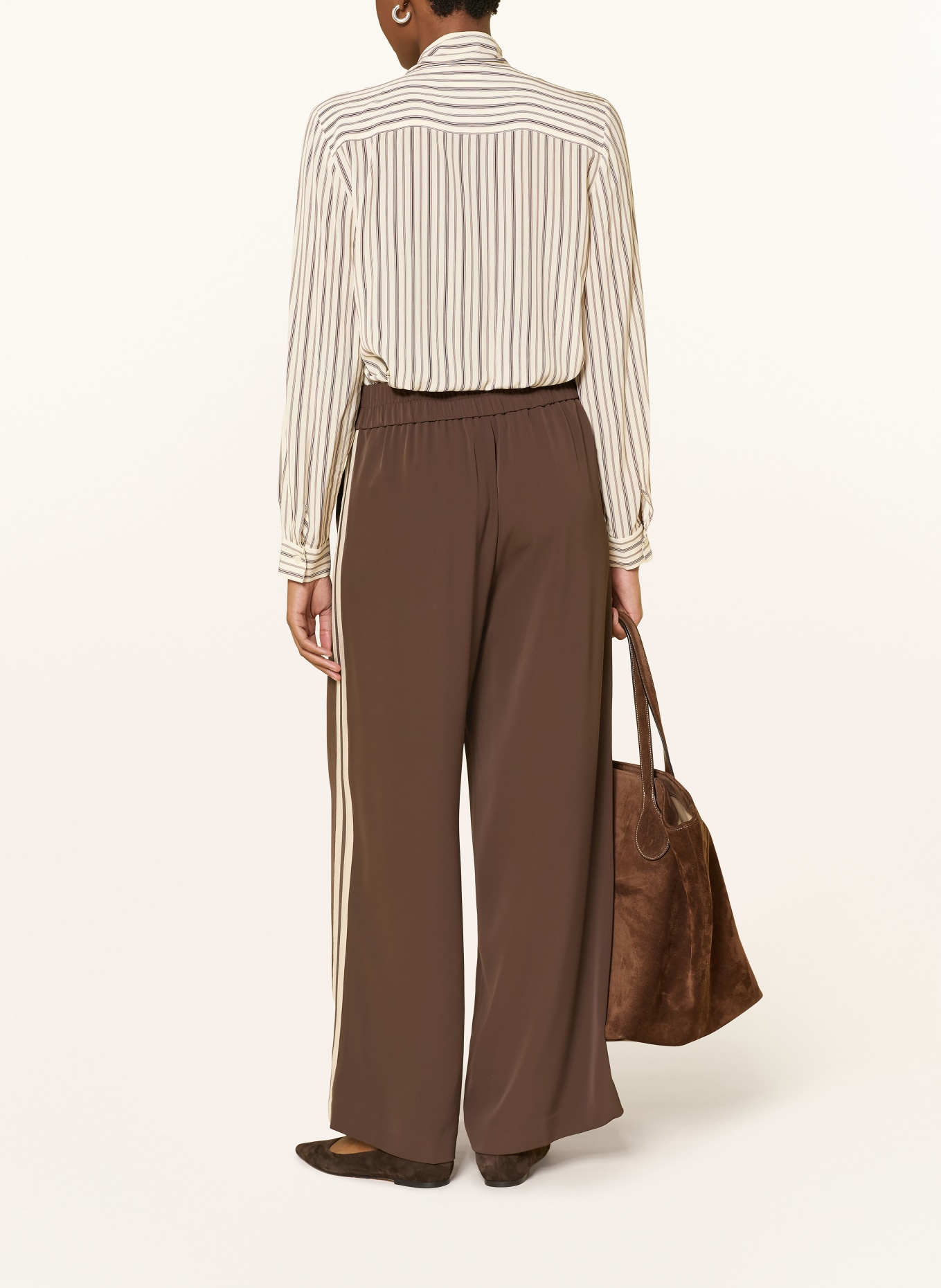 comma bluzka z kokardą: KREMOWY / CIEMNOBRĄZOWY