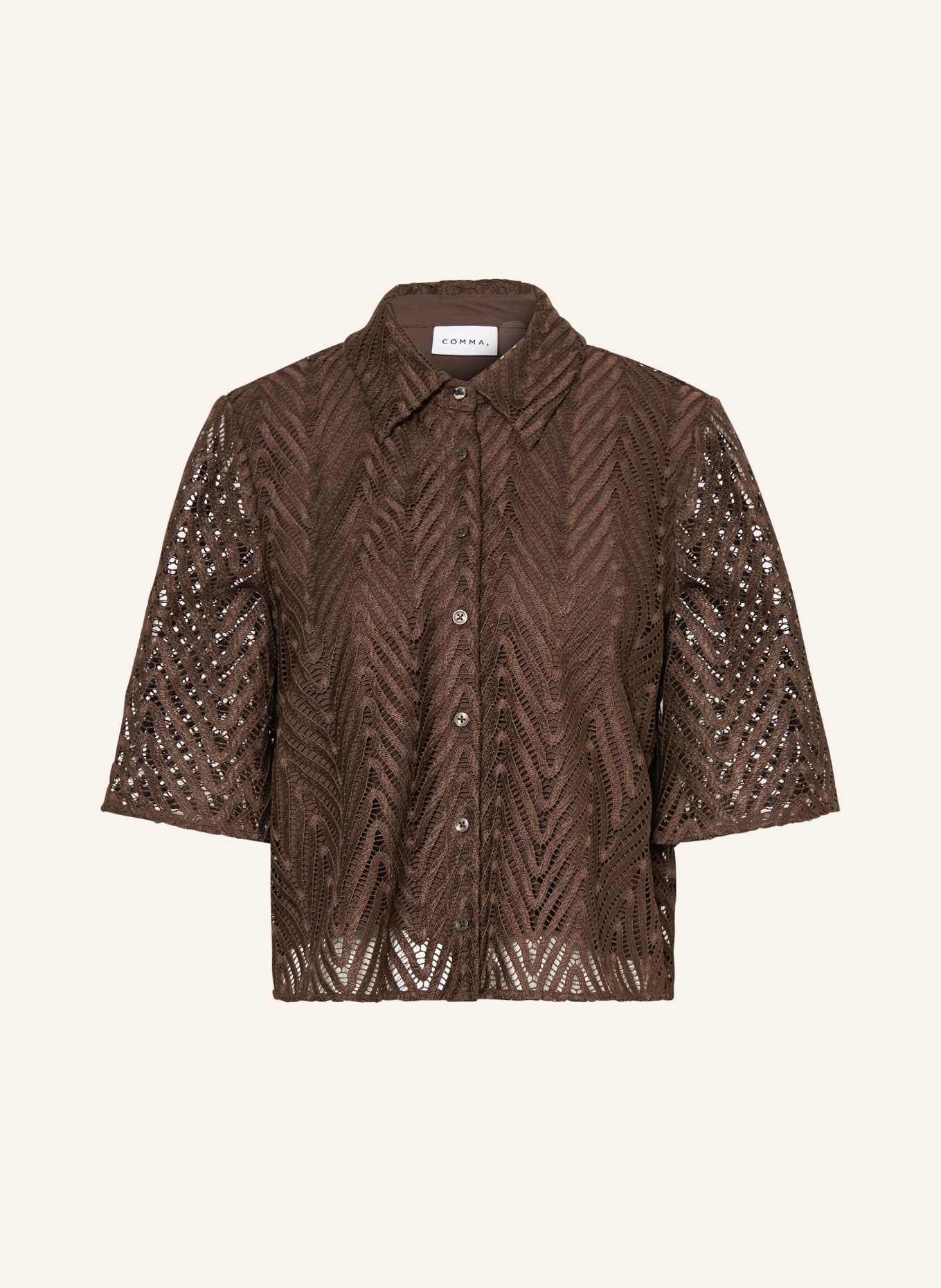 comma Kanten blouse: MARRON FONCÉ