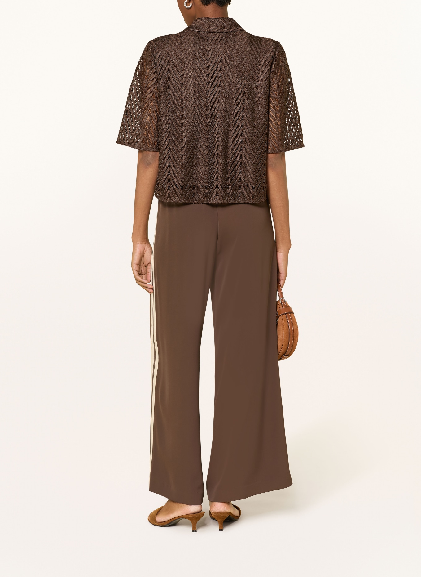 comma Kanten blouse: MARRON FONCÉ