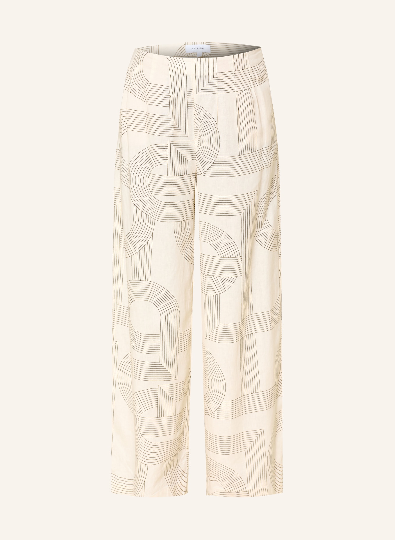comma Linen trousers: ECRU / DARK BROWN