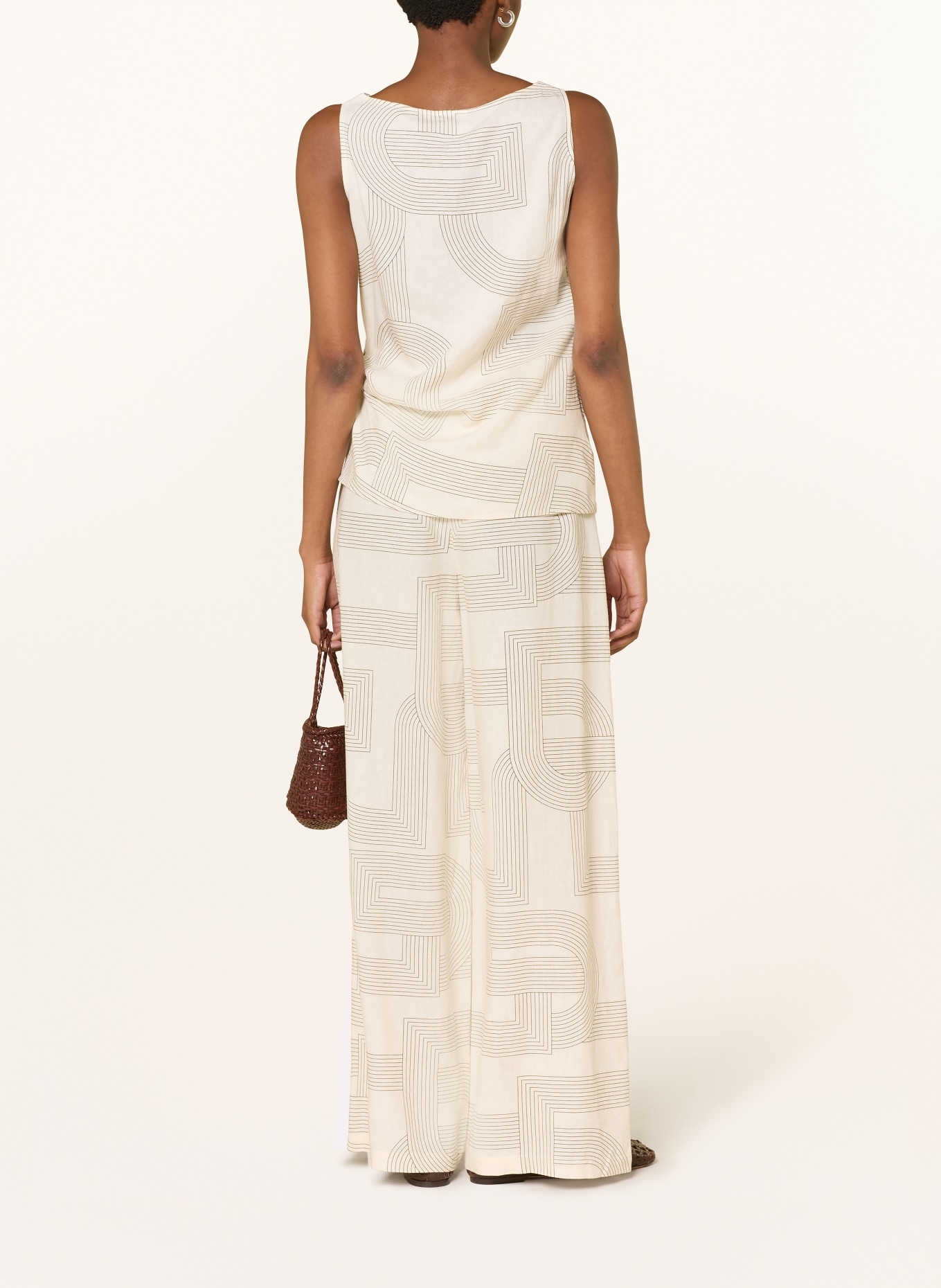 comma Linen trousers: ECRU / DARK BROWN