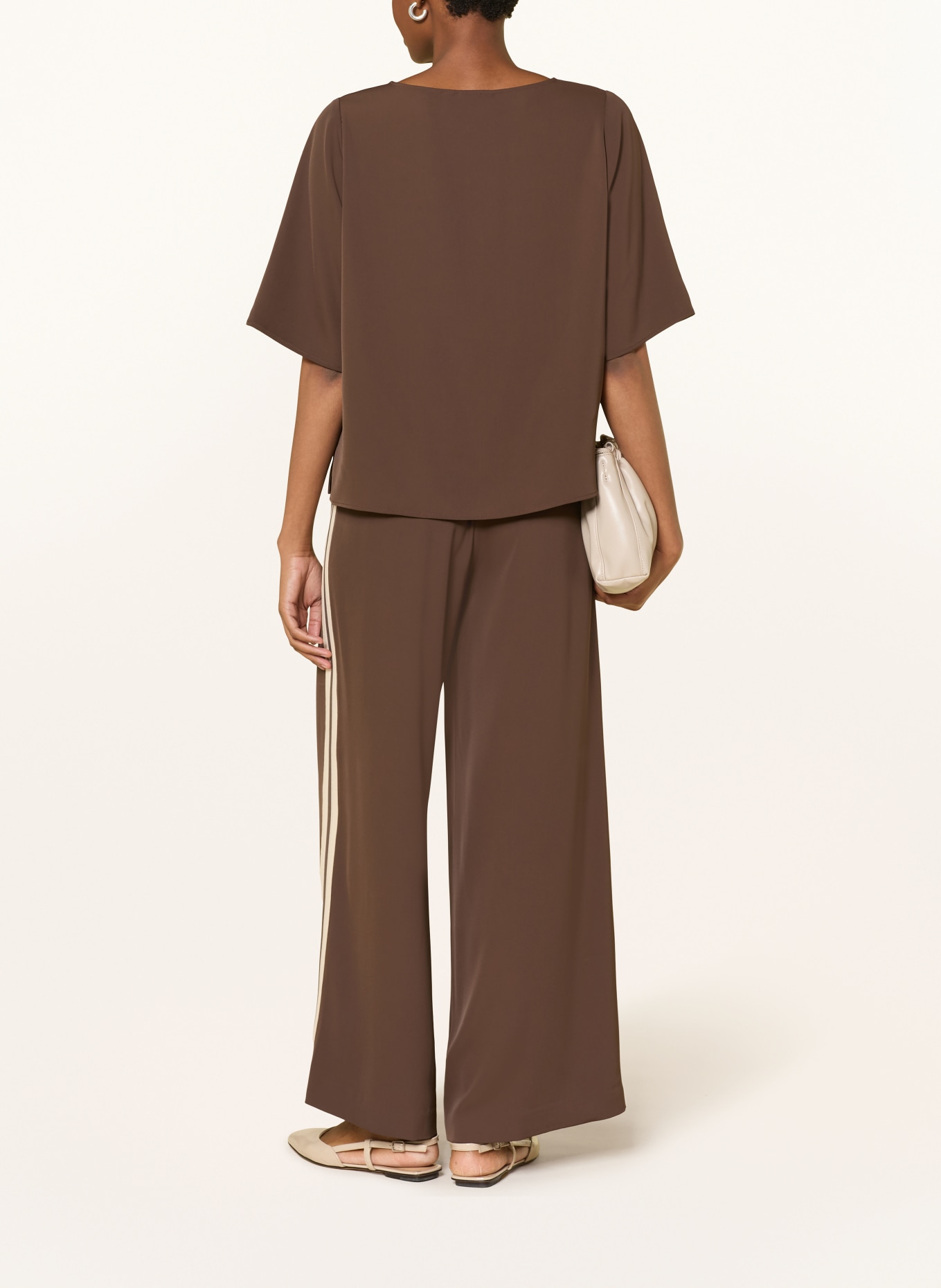 comma Joggingbroek met galonstrepen: MARRON FONCÉ / BEIGE