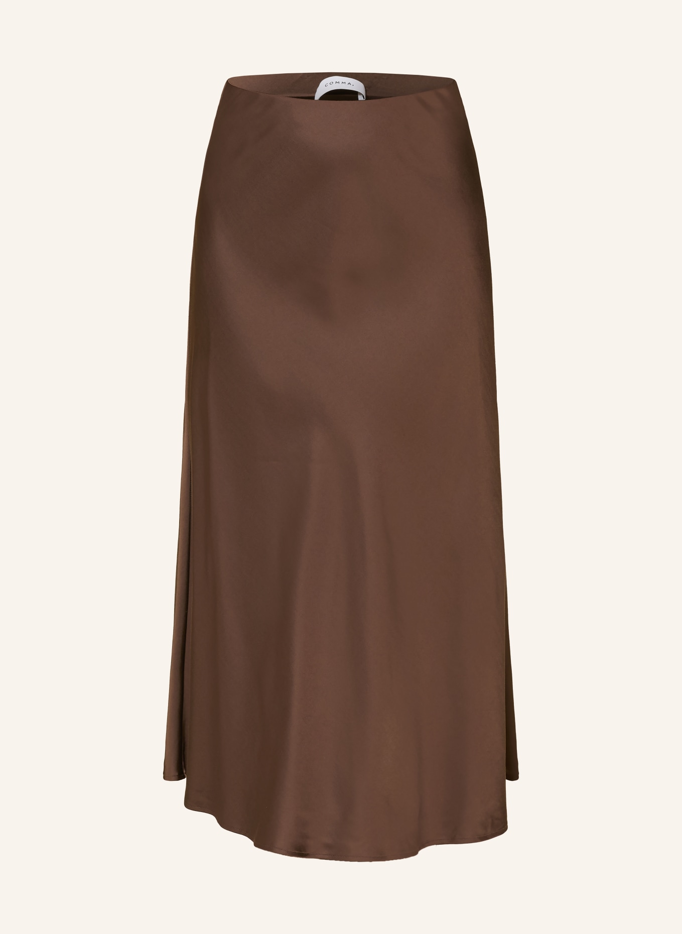 comma satin skirt: DARK BROWN