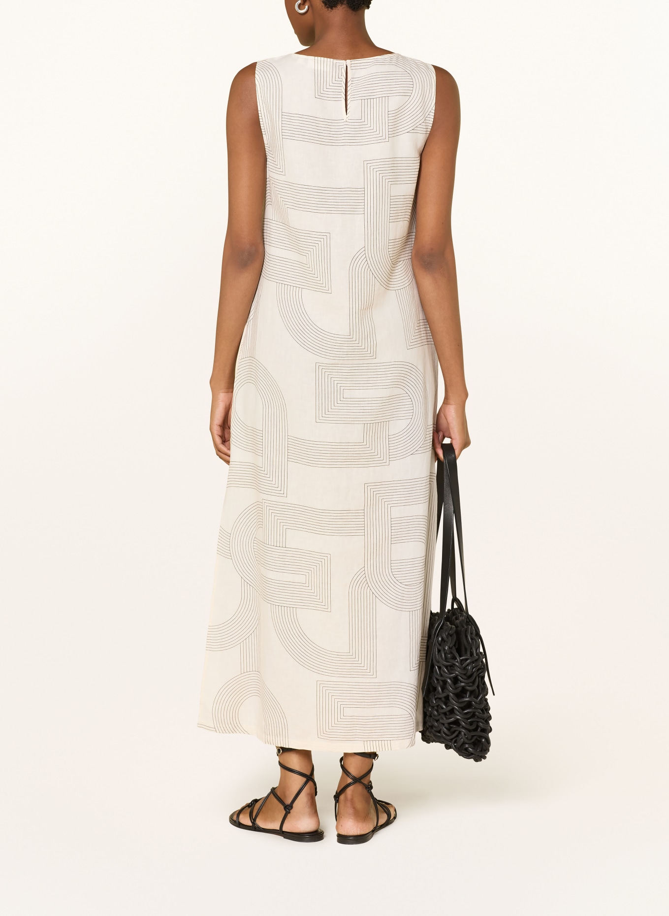 comma Kleid mit Leinen: ECRU / DUNKELBRAUN