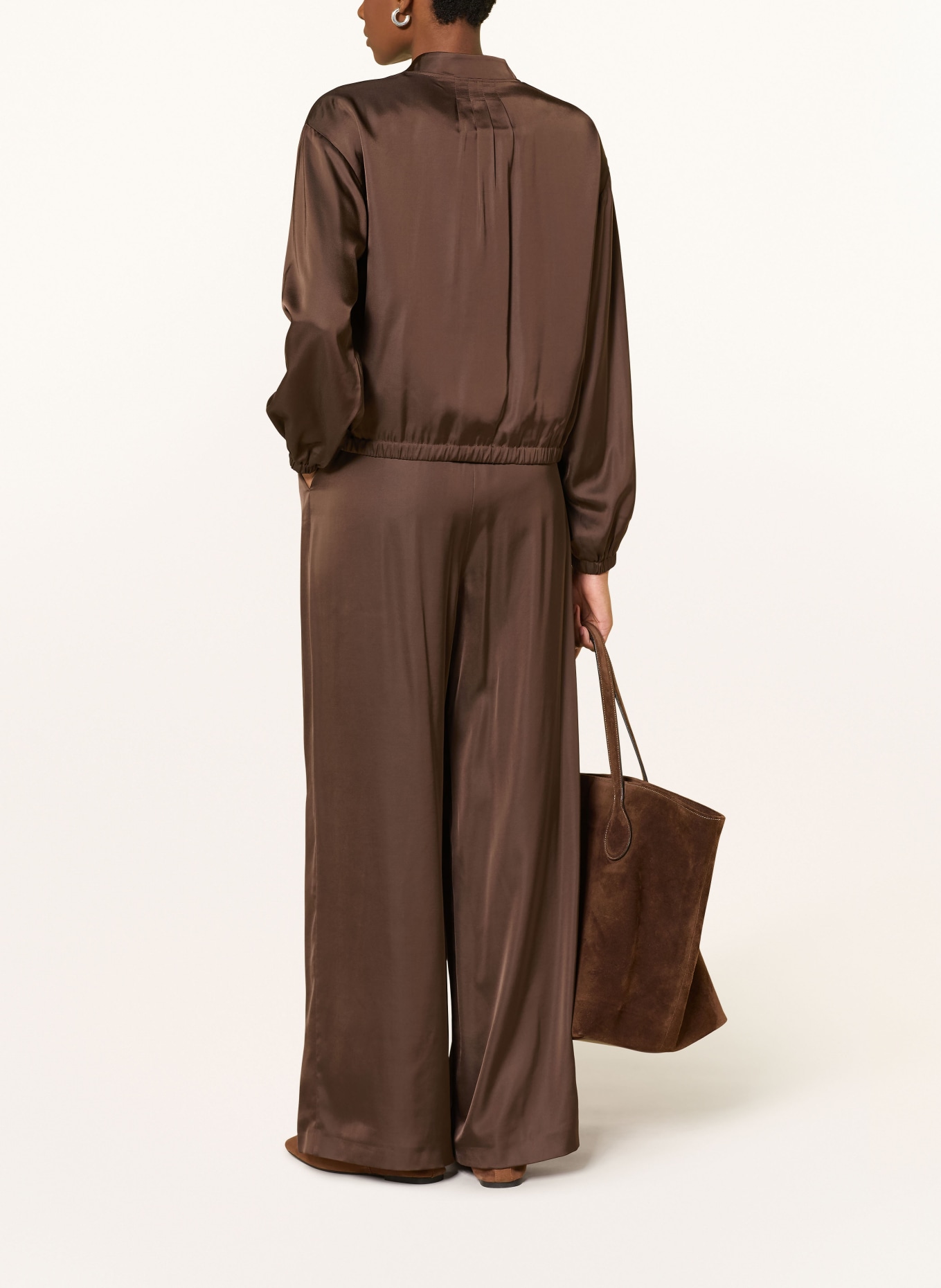 comma Marlenehose aus Satin: DUNKELBRAUN